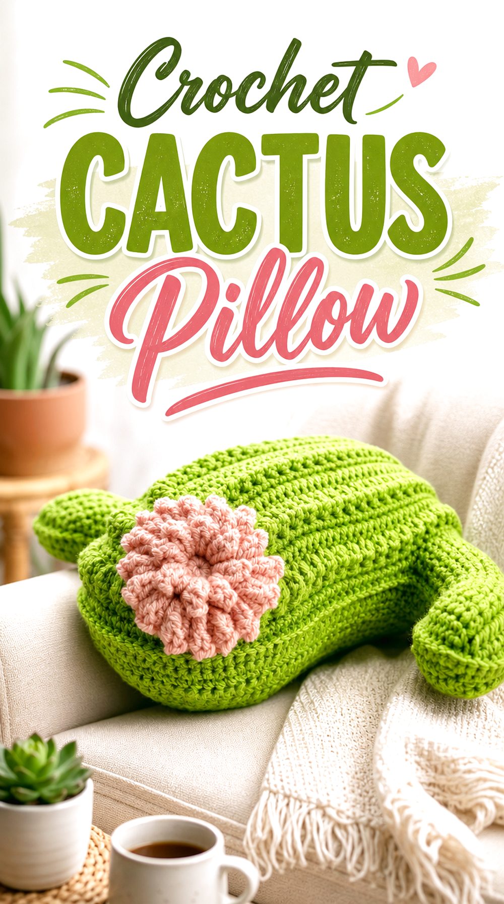 Crochet Cactus Pillow