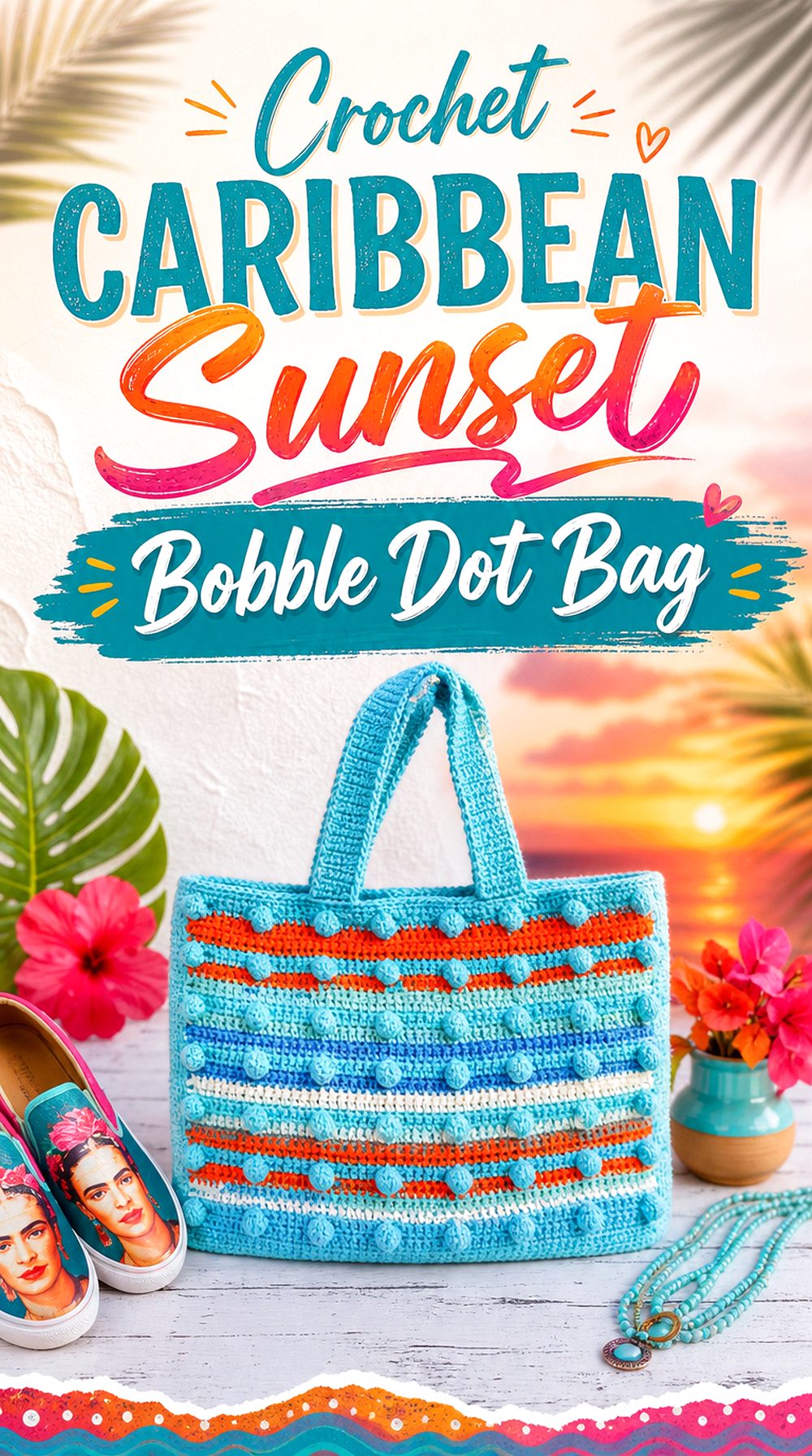 Crochet Caribbean Sunset Bobble Dot Bag