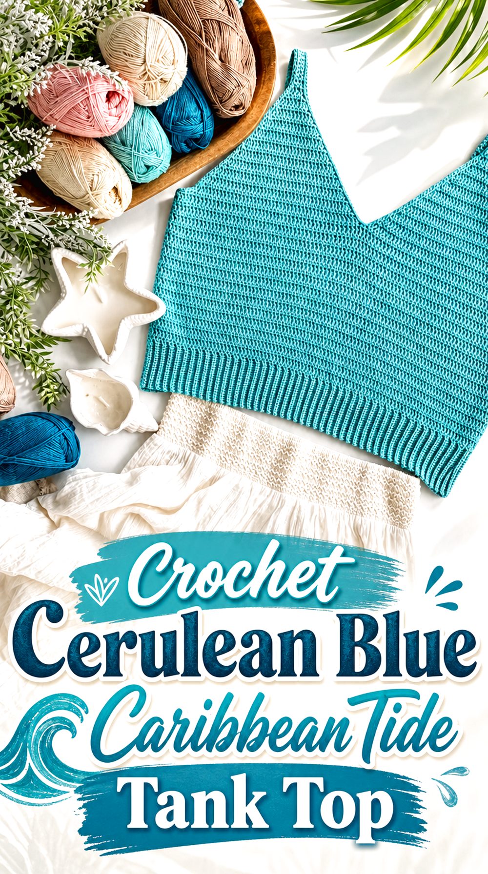 Crochet Cerulean Blue Caribbean Tide Tank Top