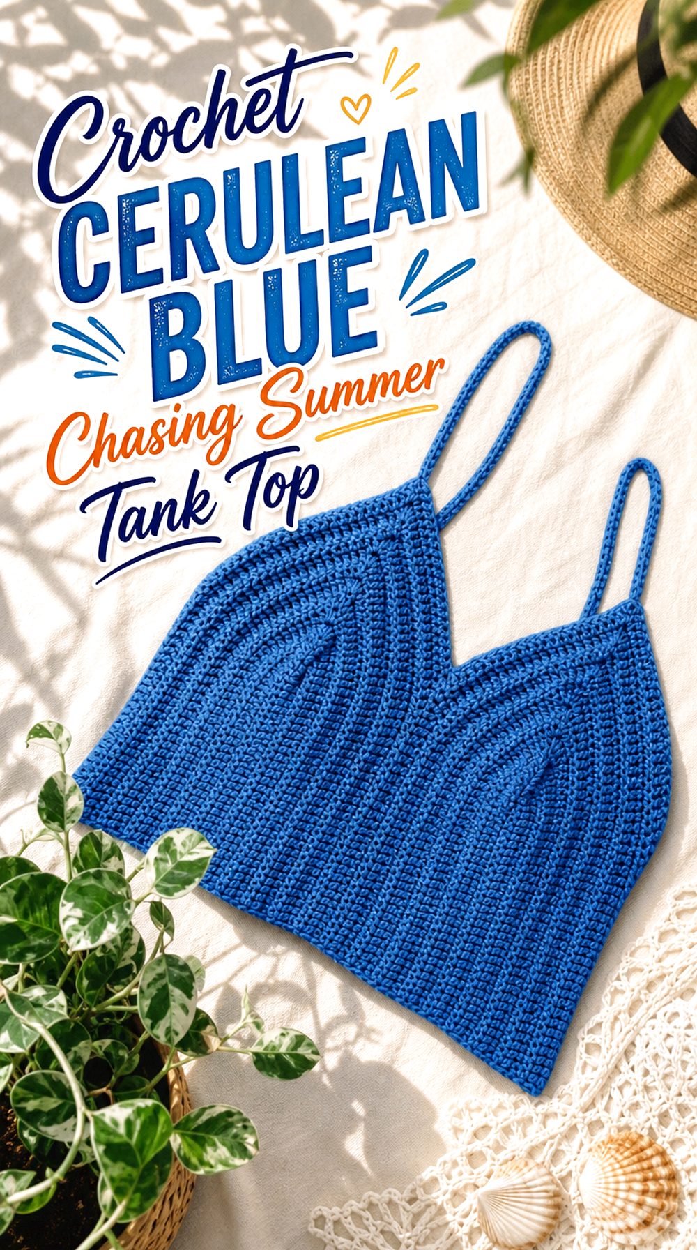 Crochet Cerulean Blue Chasing Summer Tank Top