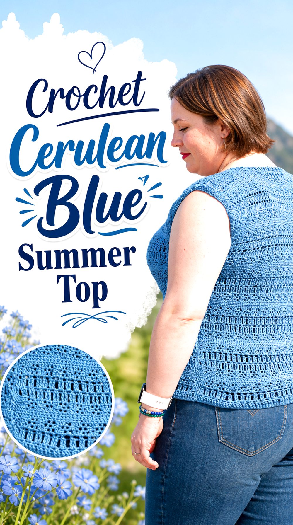 Crochet Cerulean Blue Summer Top
