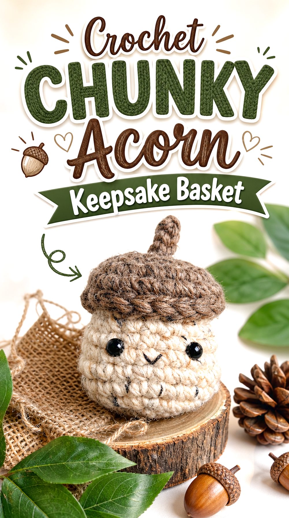 Crochet Chunky Acorn Keepsake Basket