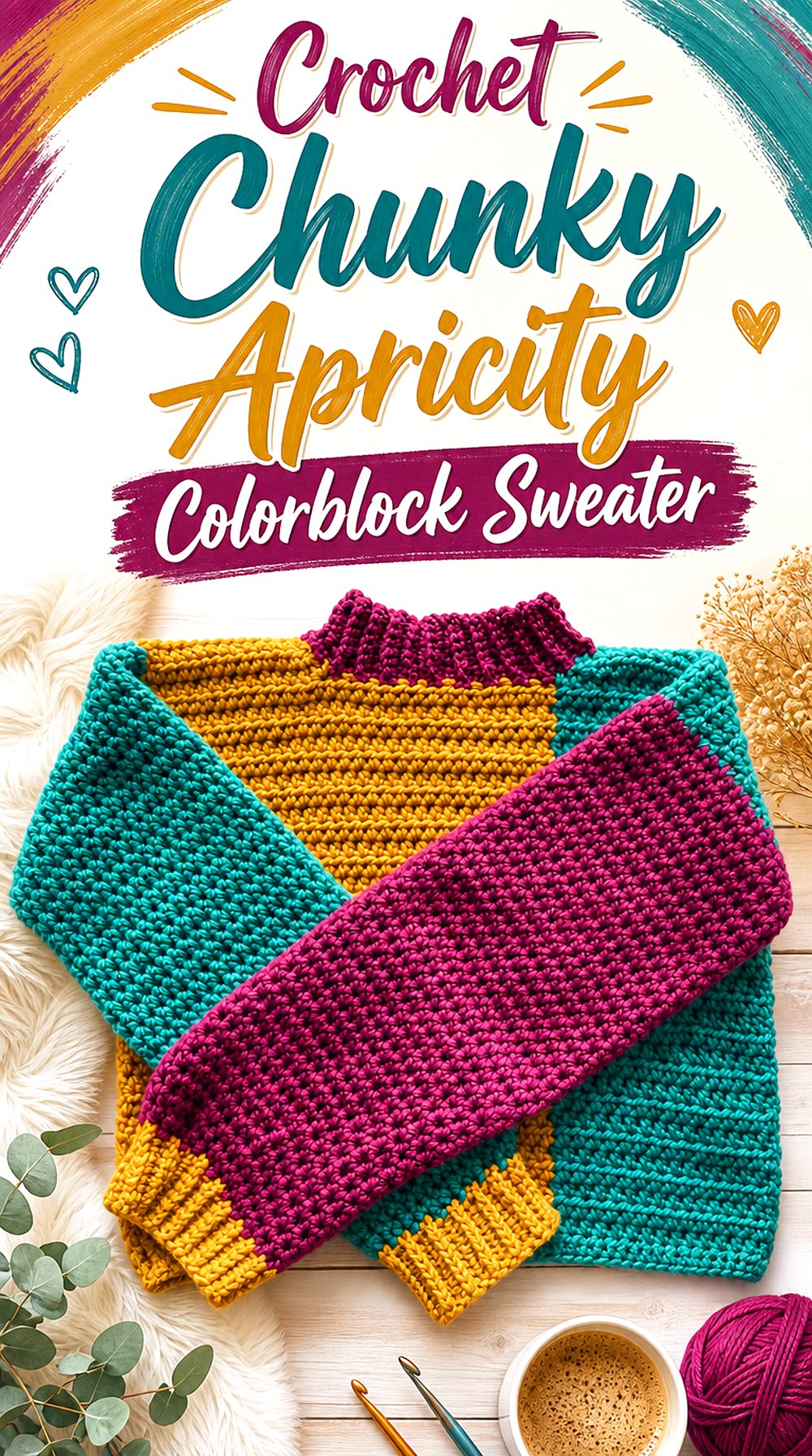 Crochet Chunky Apricity Colorblock Sweater