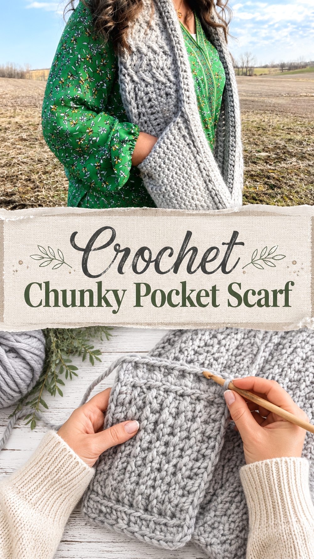 Crochet Chunky Pocket Scarf