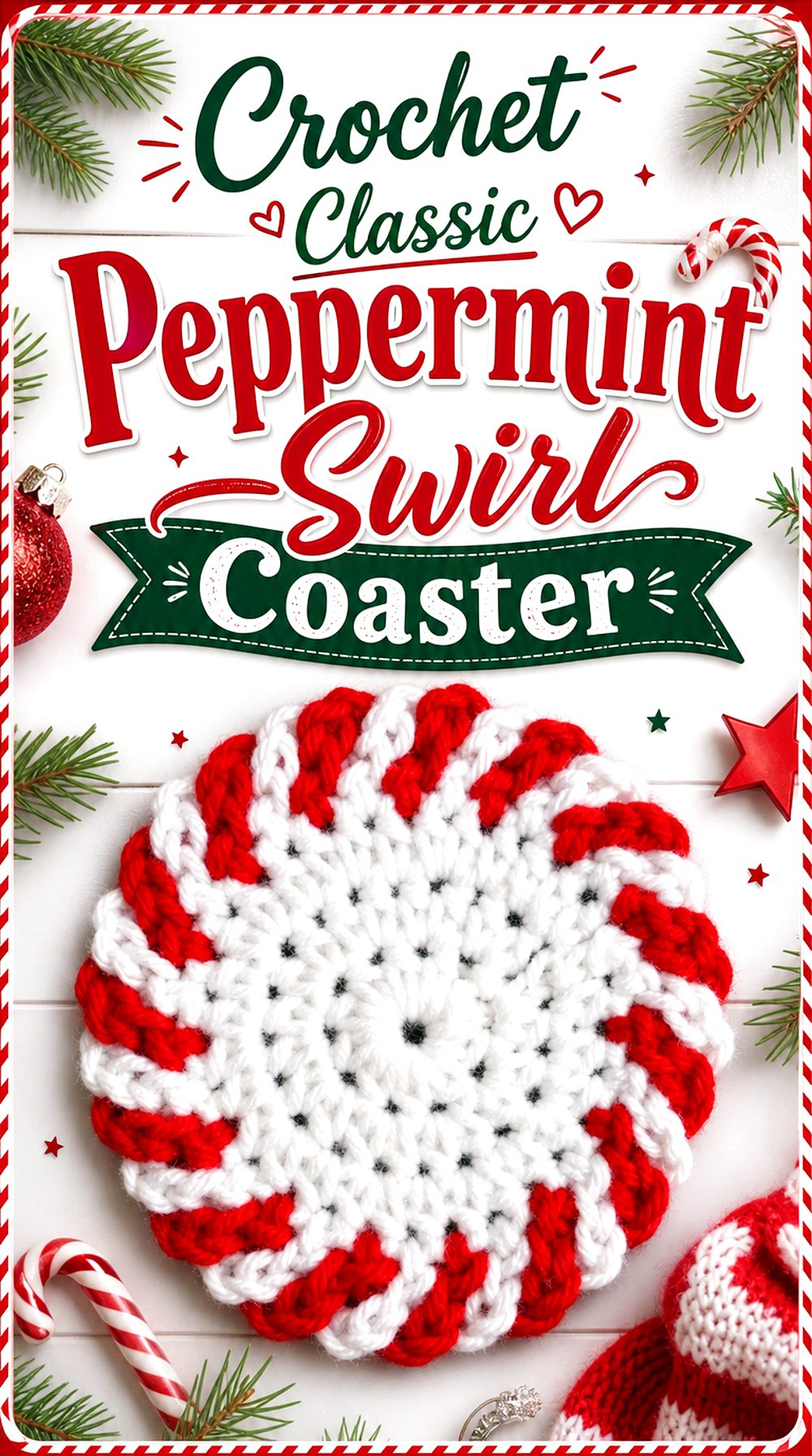 Crochet Classic Peppermint Swirl Coaster