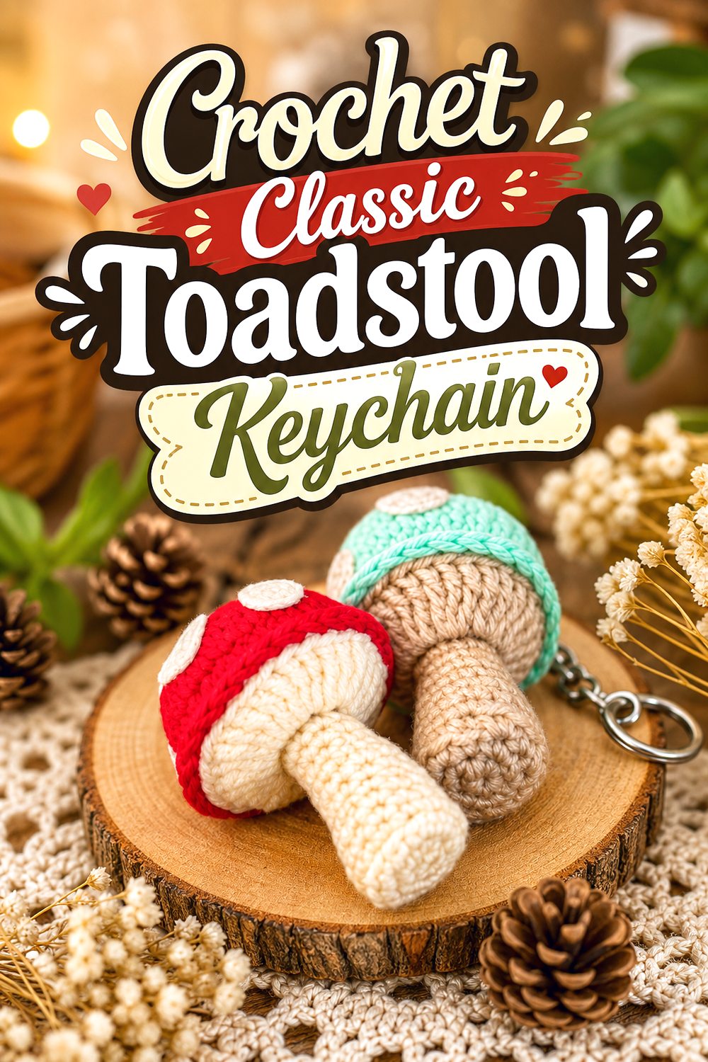Crochet Classic Toadstool Keychain