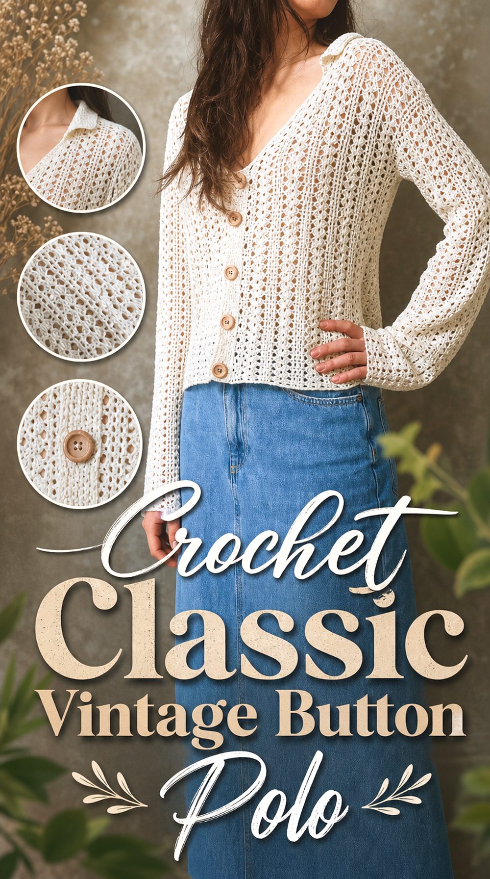 Crochet Classic Vintage Button Polo