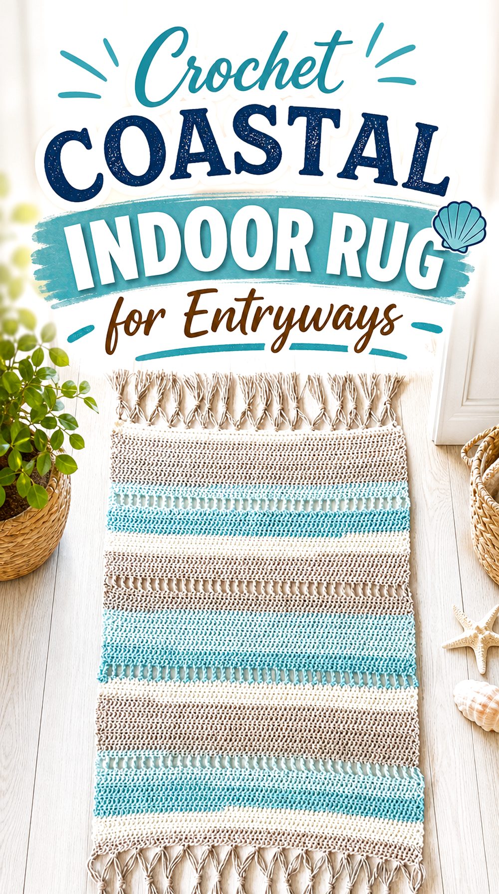 Crochet Coastal Indoor Rug for Entryways