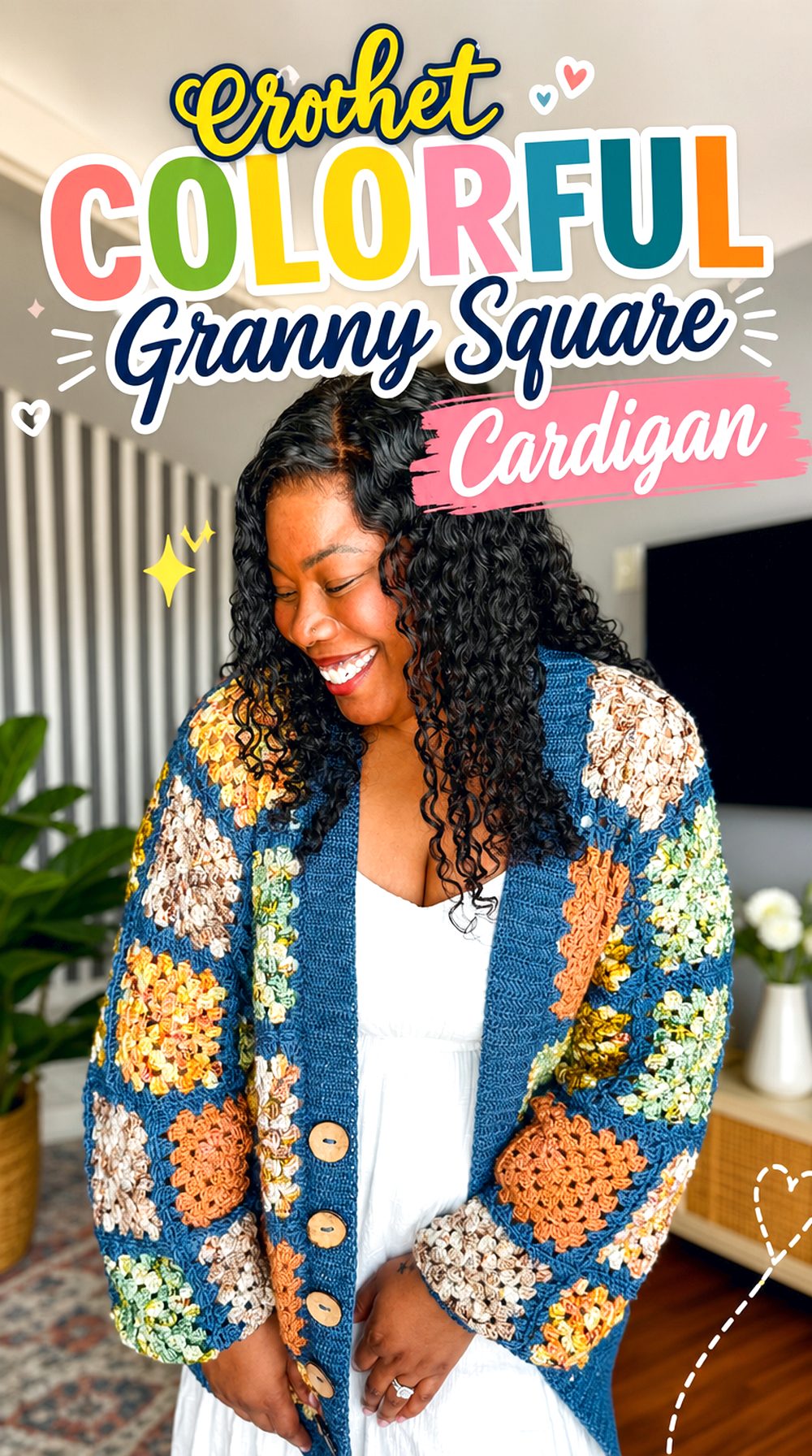 Crochet Colorful Granny Square Cardigan