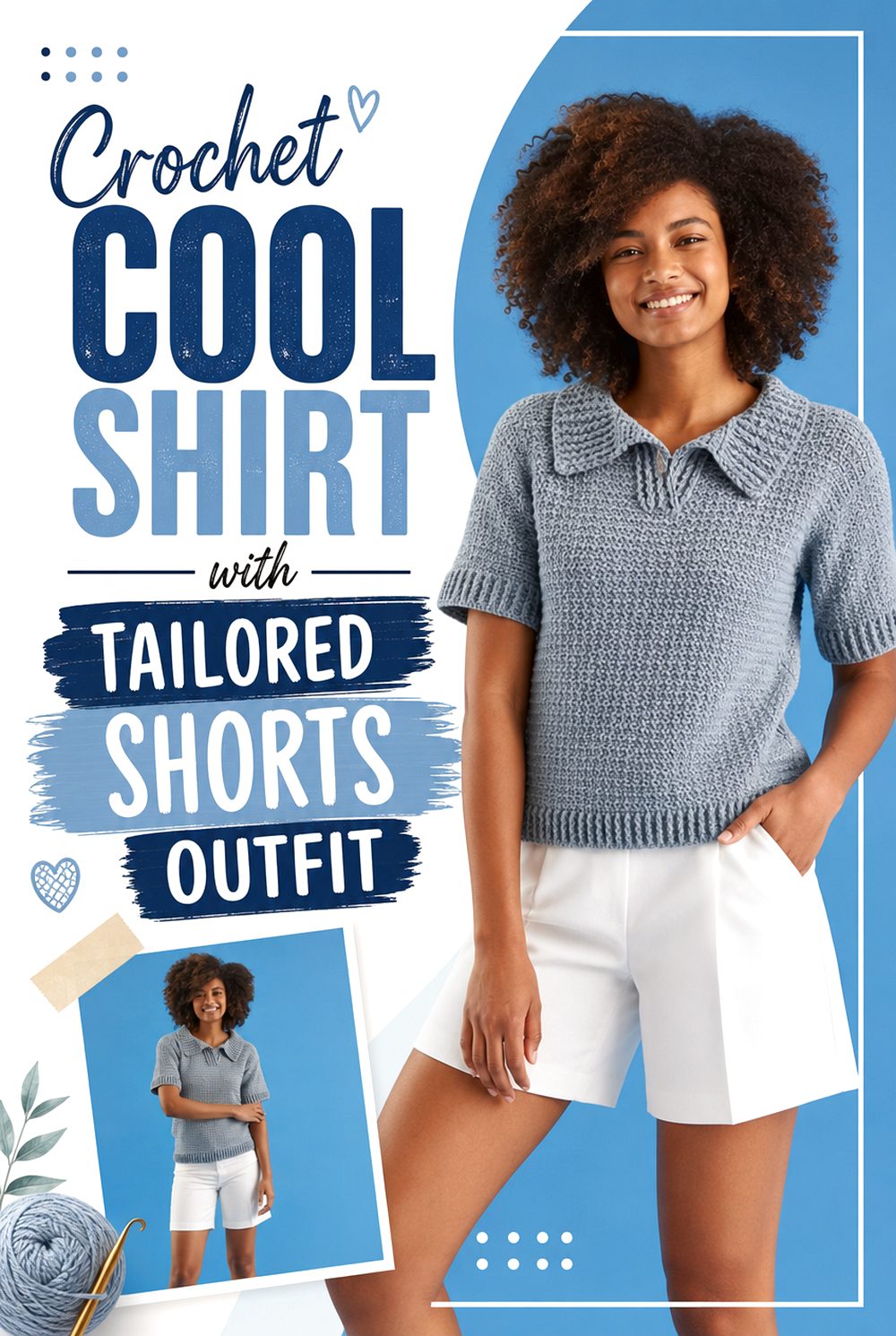 Crochet Cool Shirt with Tailored Shorts Outfit