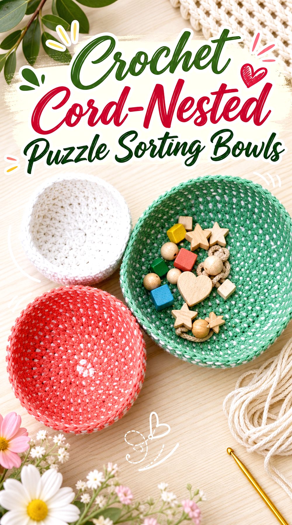 Crochet Cord Nested Puzzle Sorting Bowls