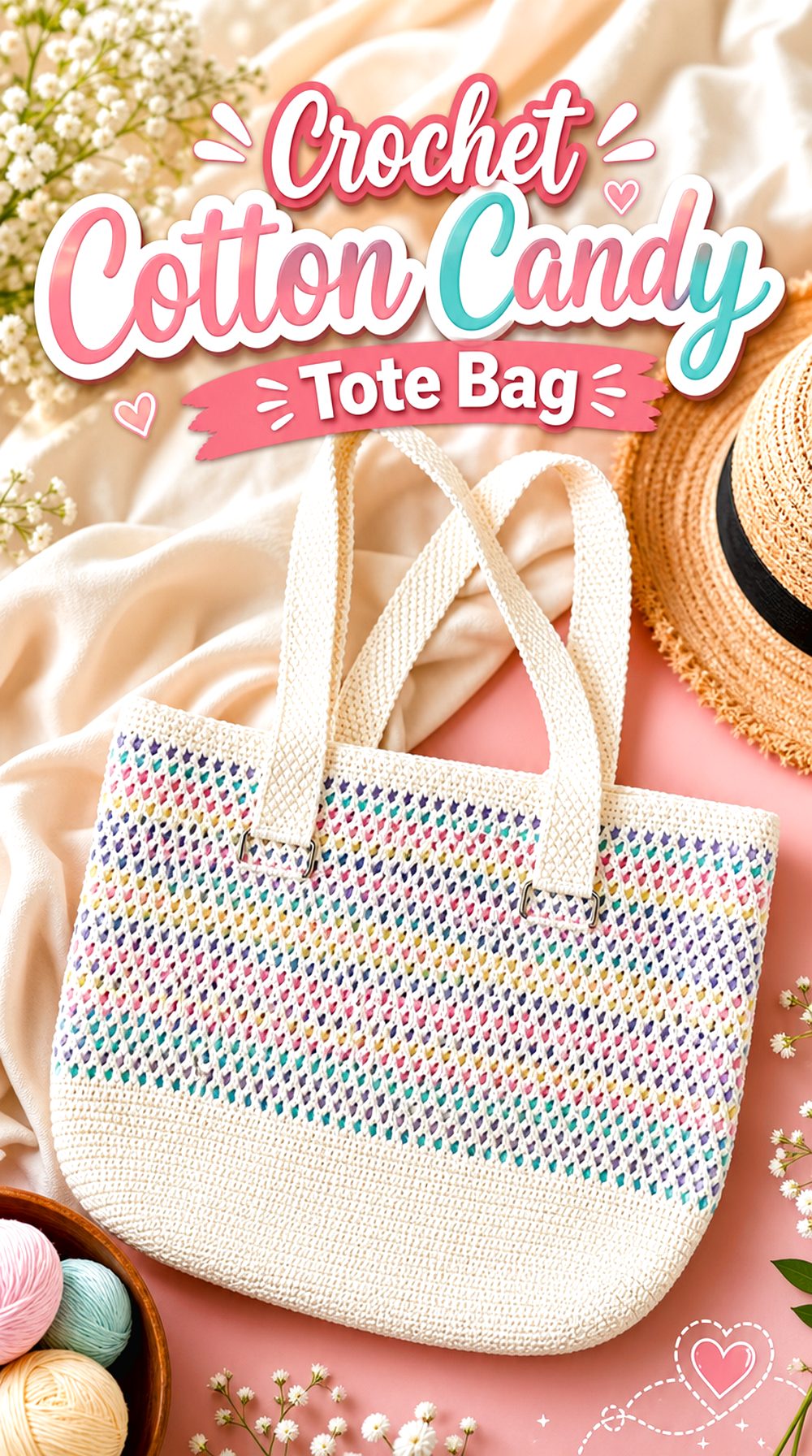 Crochet Cotton Candy Tote Bag