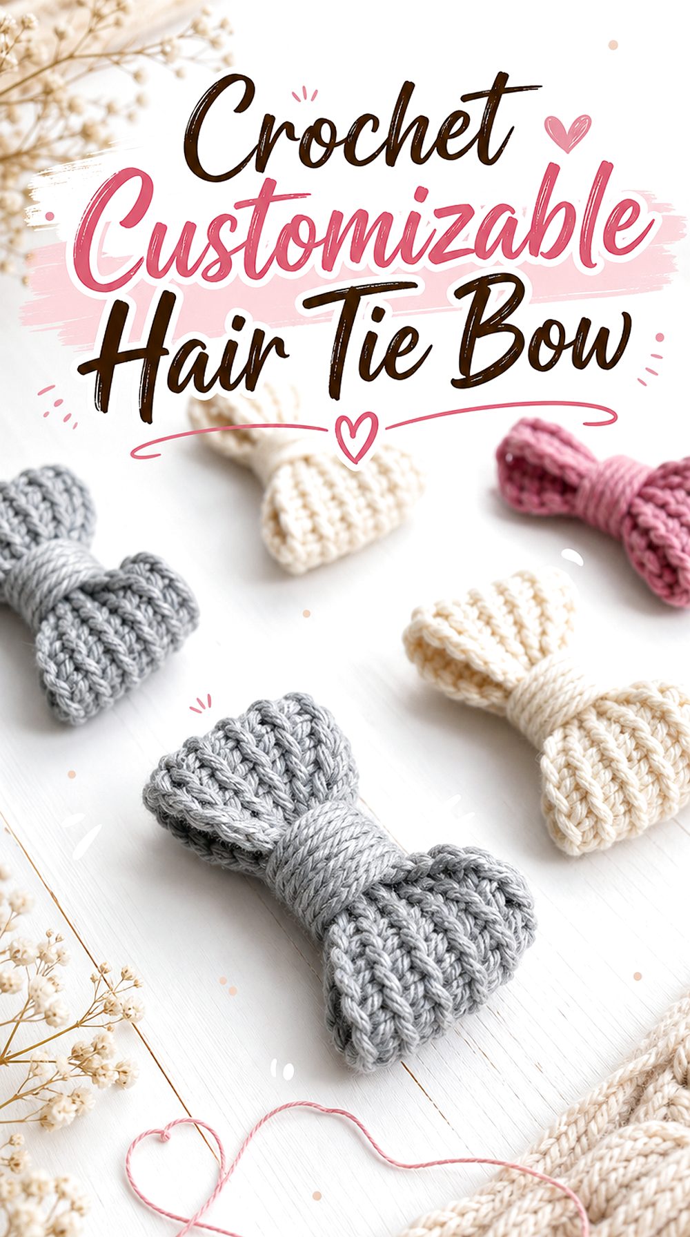 Crochet Customizable Hair Tie Bow