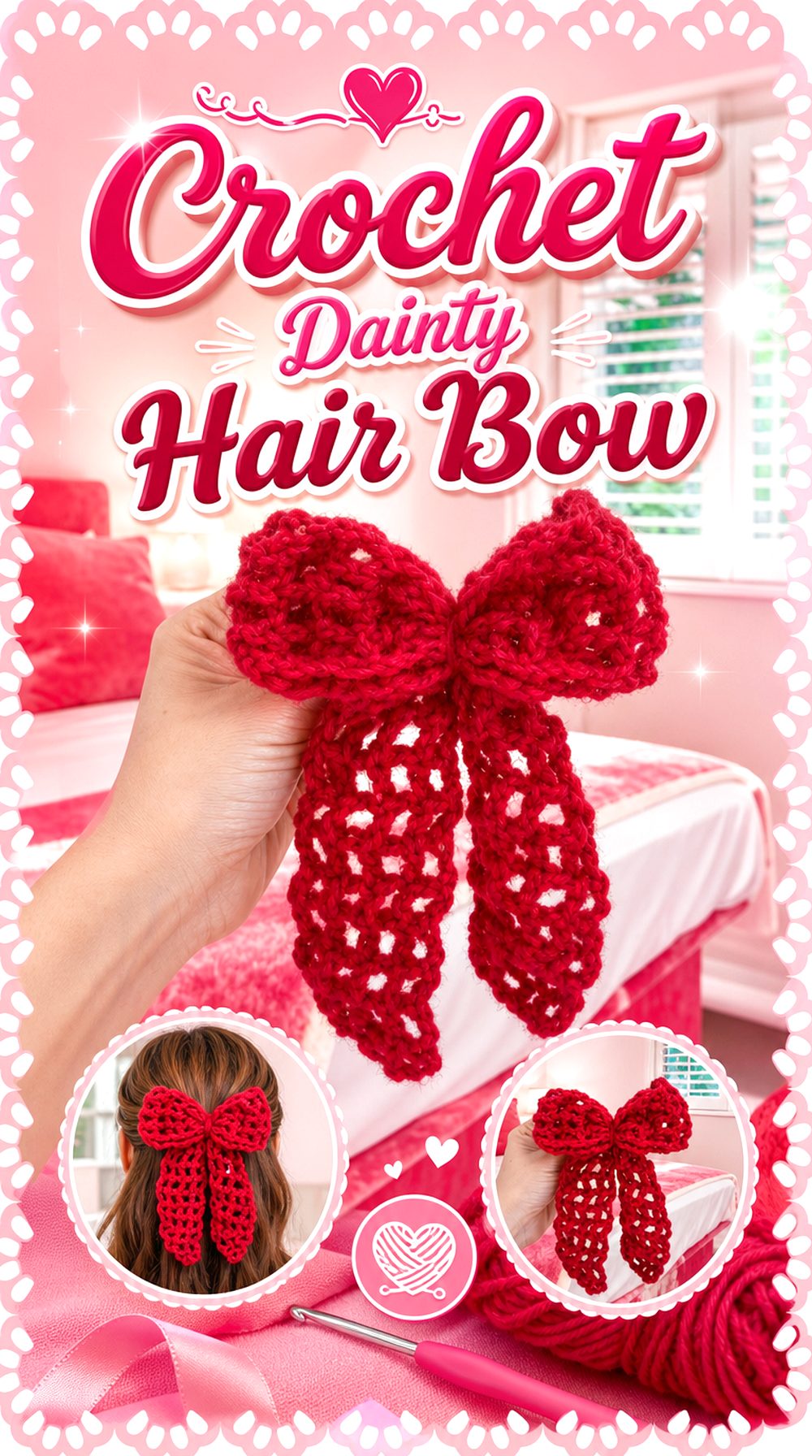 Crochet Dainty Hair Bow