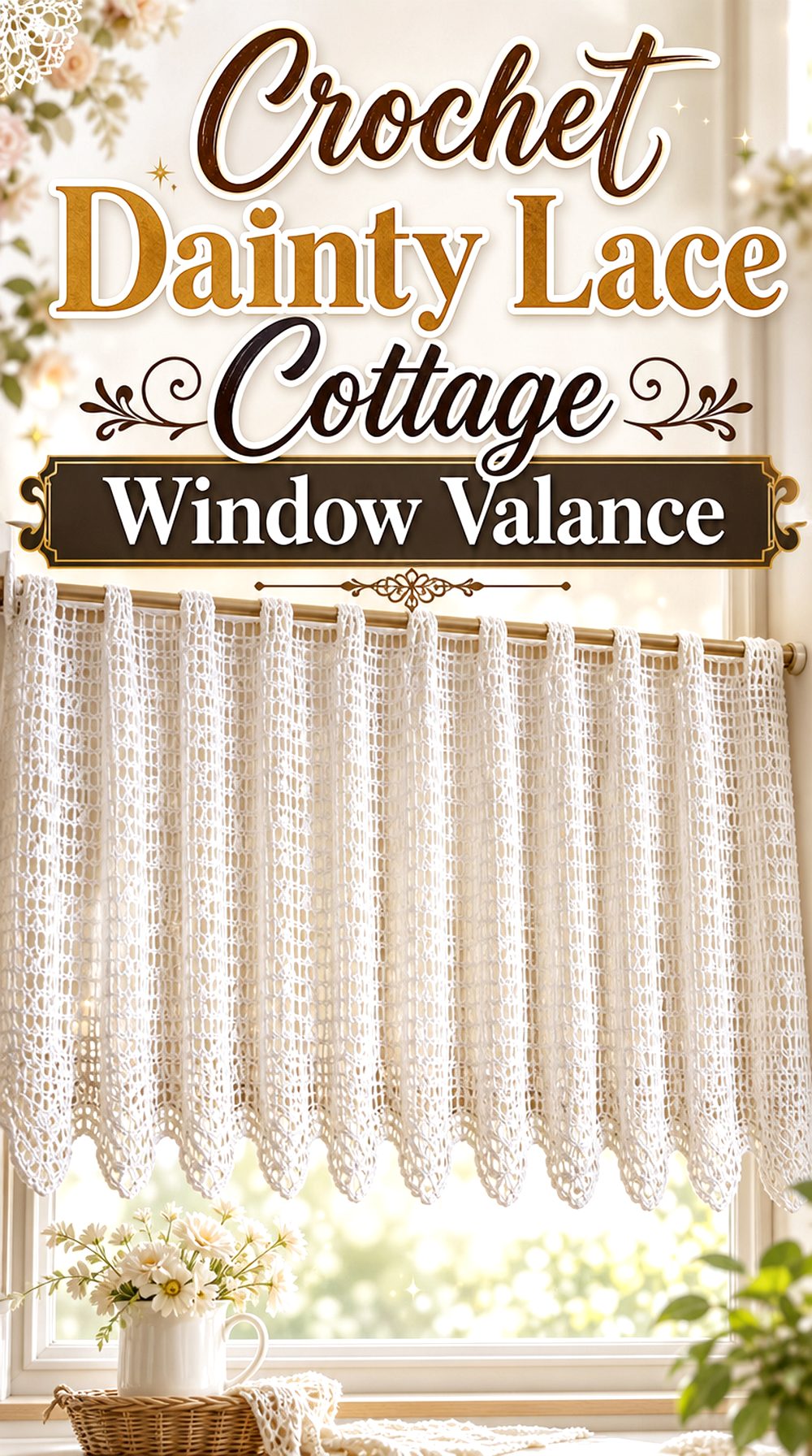 Crochet Dainty Lace Cottage Window Valance