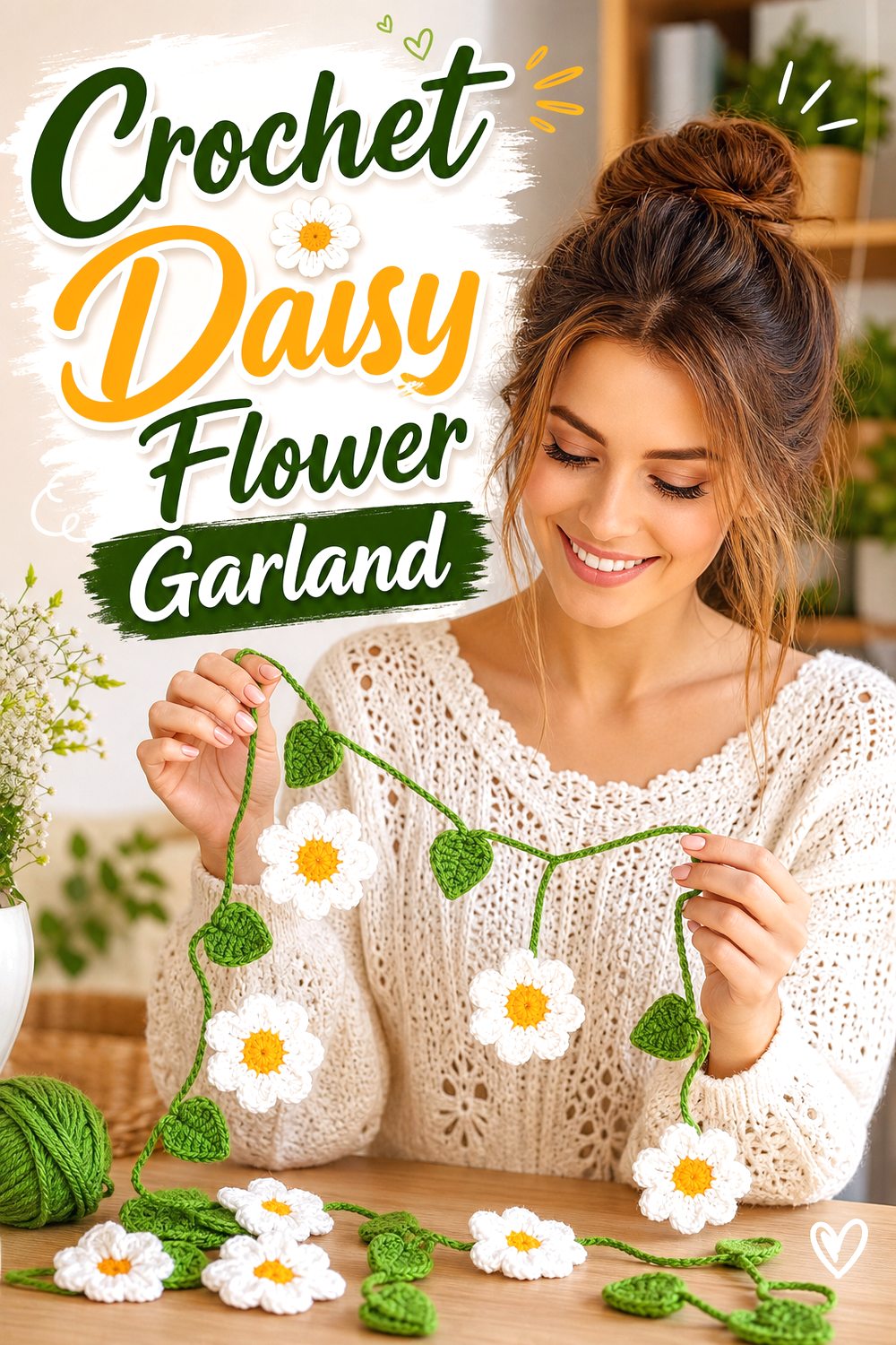 Crochet Daisy Flower Garland