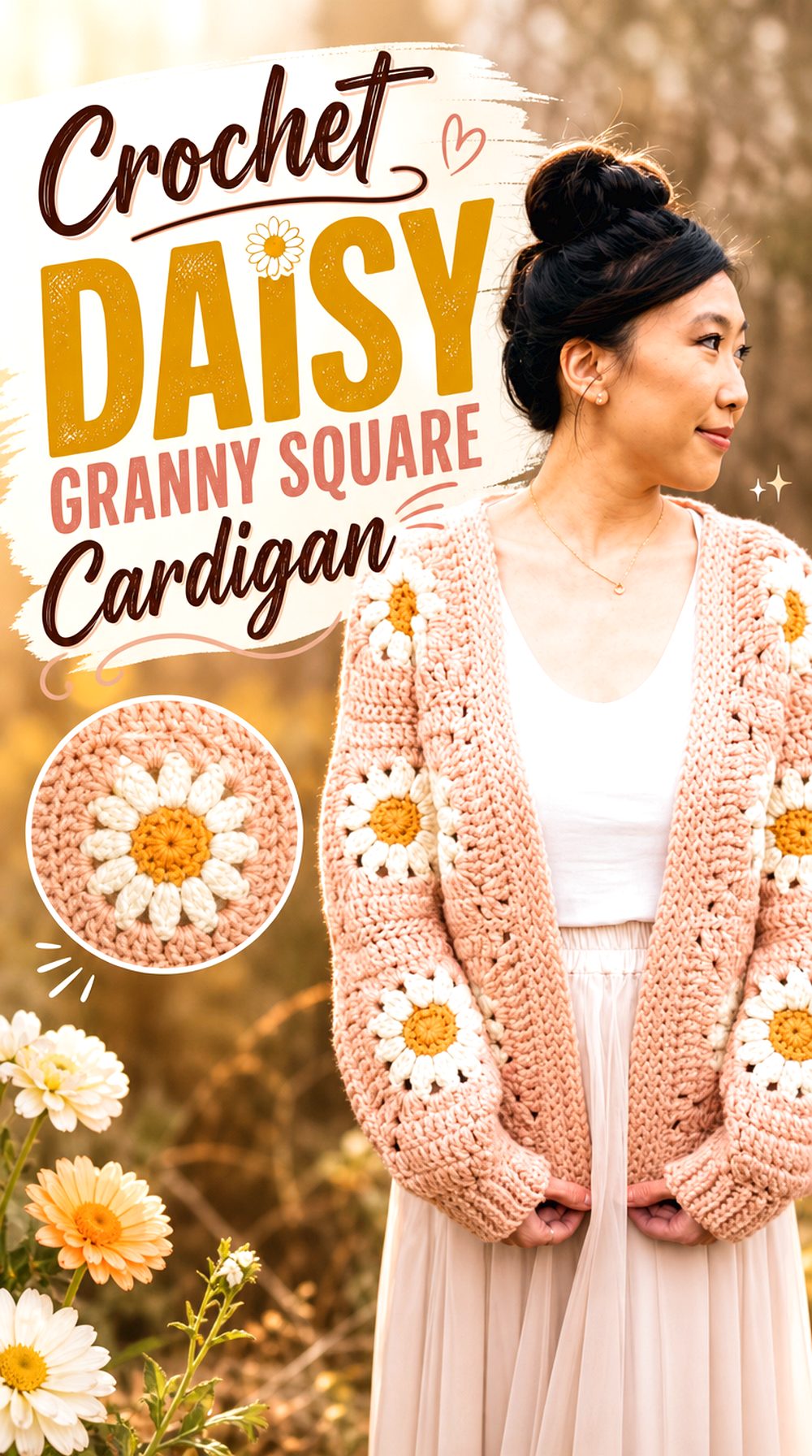 Crochet Daisy Granny Square Cardigan