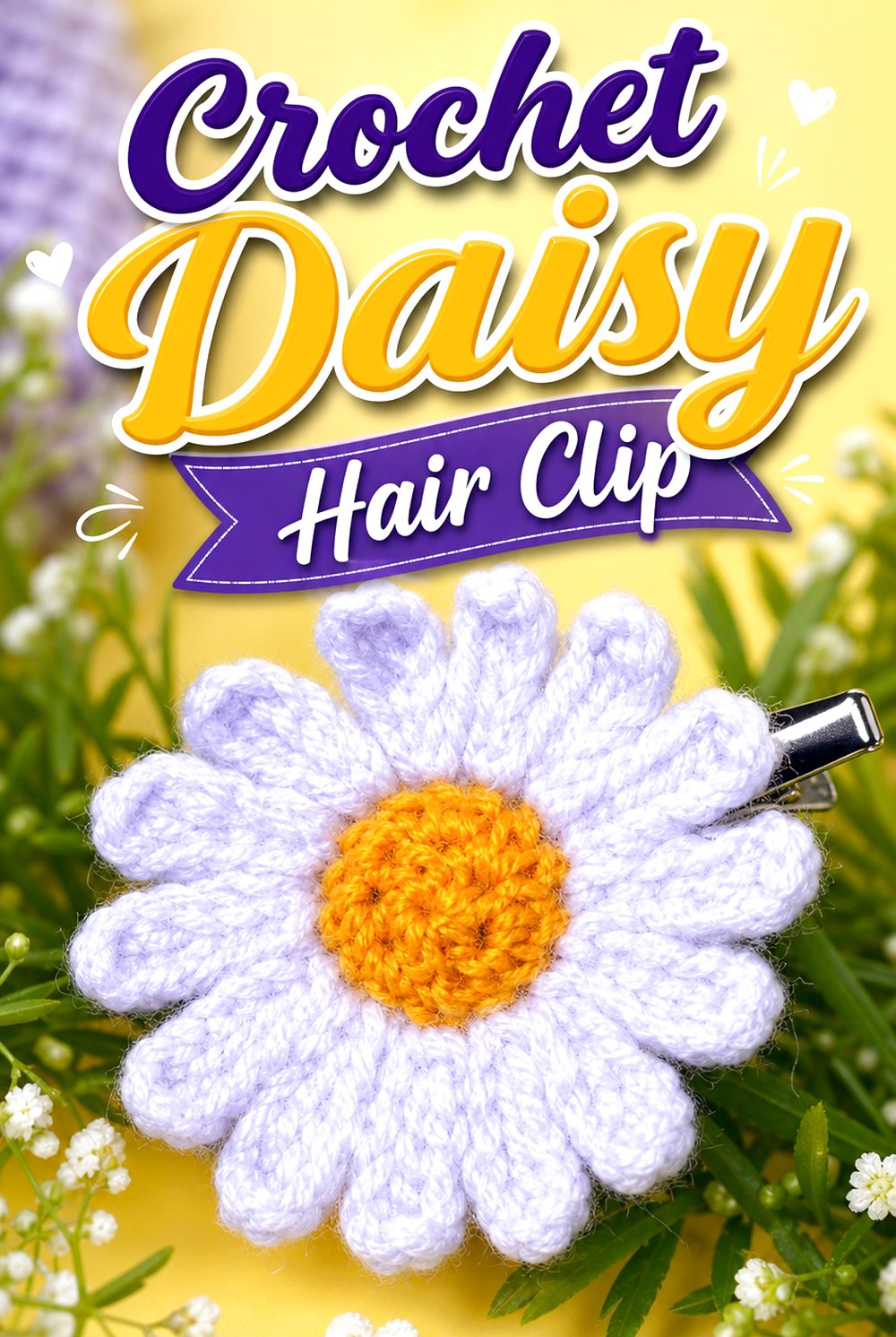 Crochet Daisy Hair Clip