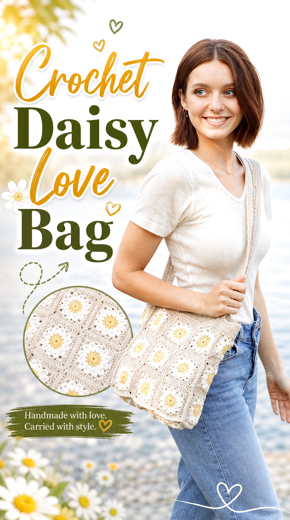 Crochet Daisy Love Bag