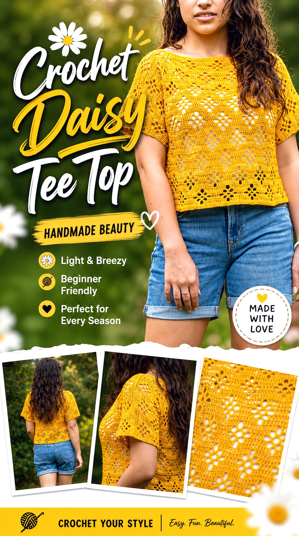 Crochet Daisy Tee Top