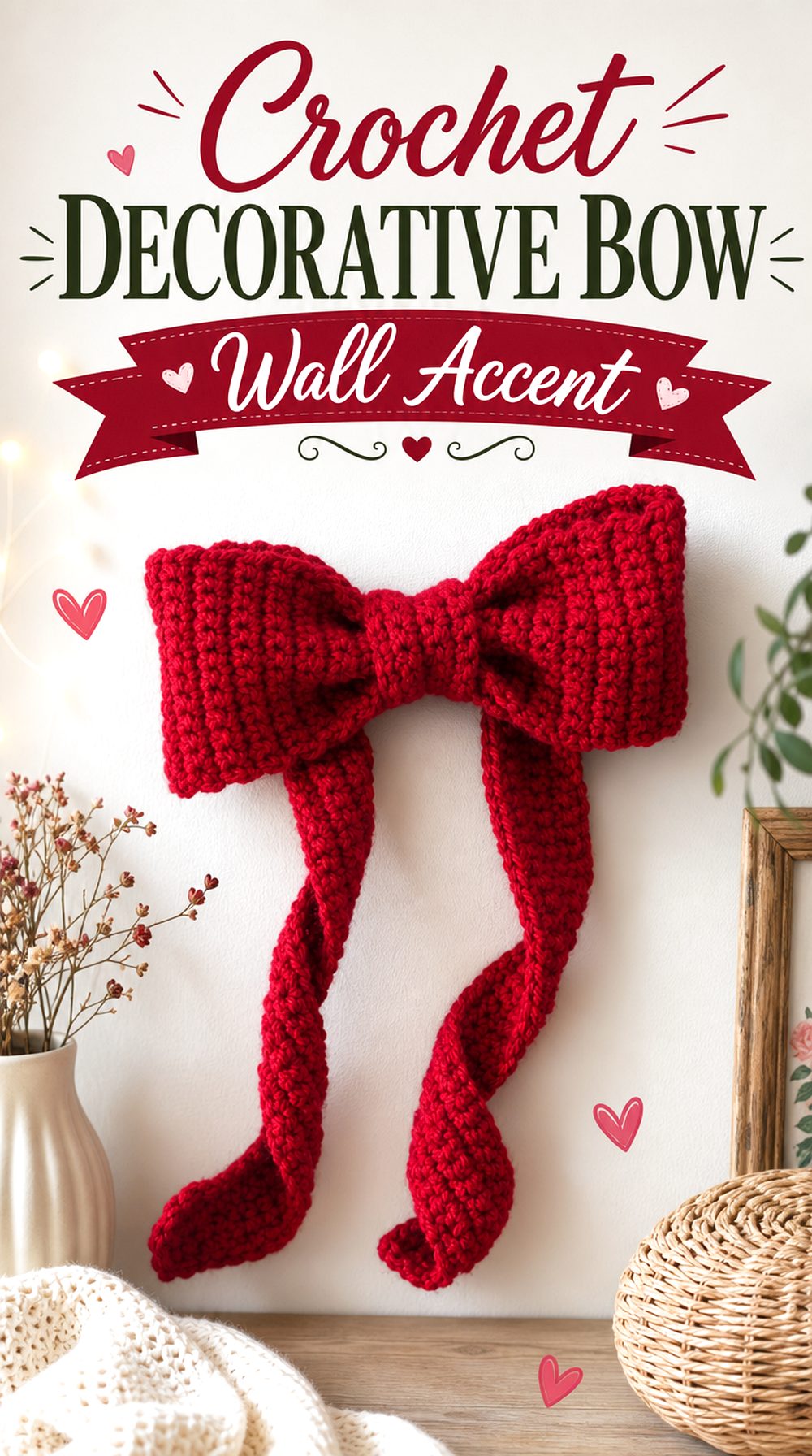Crochet Decorative Bow Wall Accent
