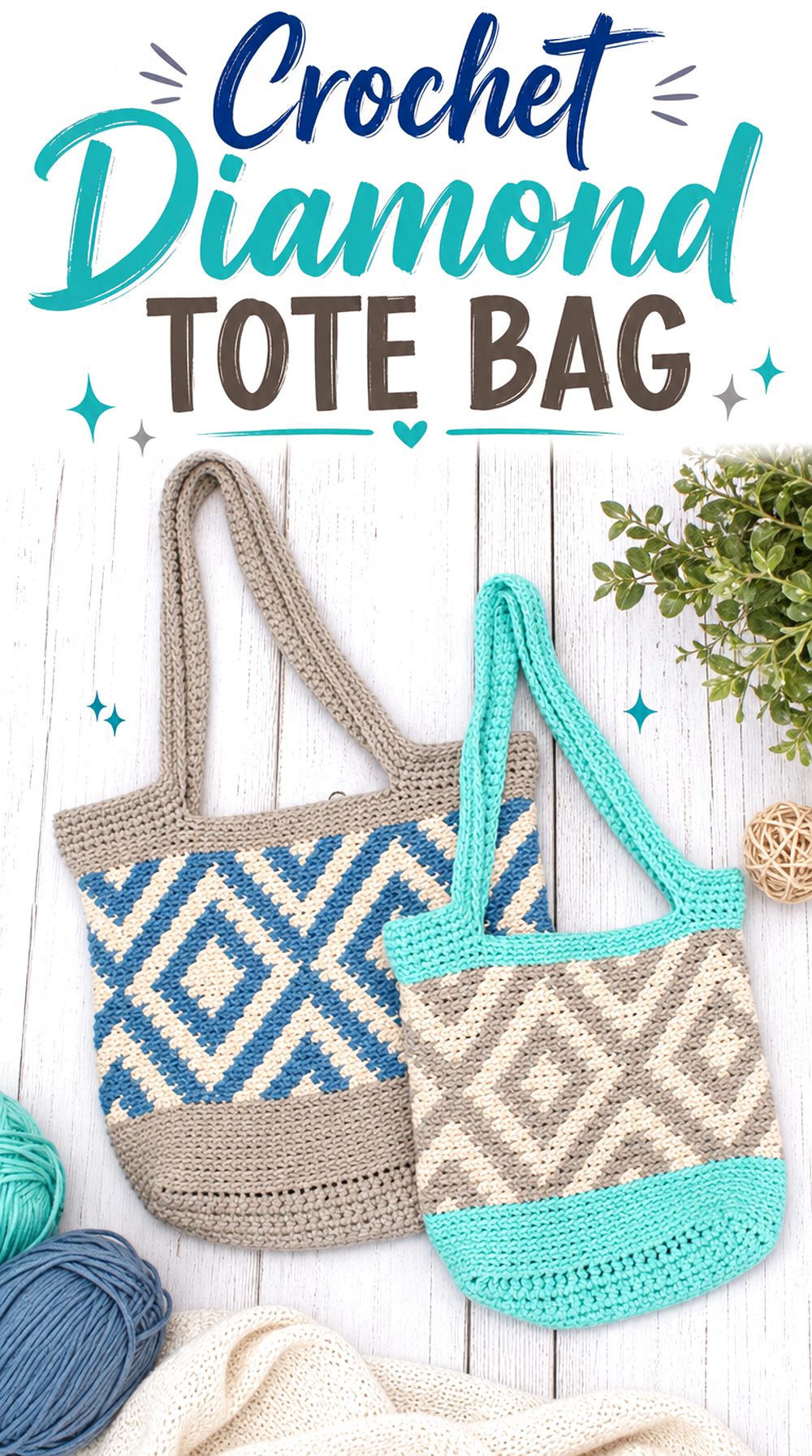 Crochet Diamond Tote Bag