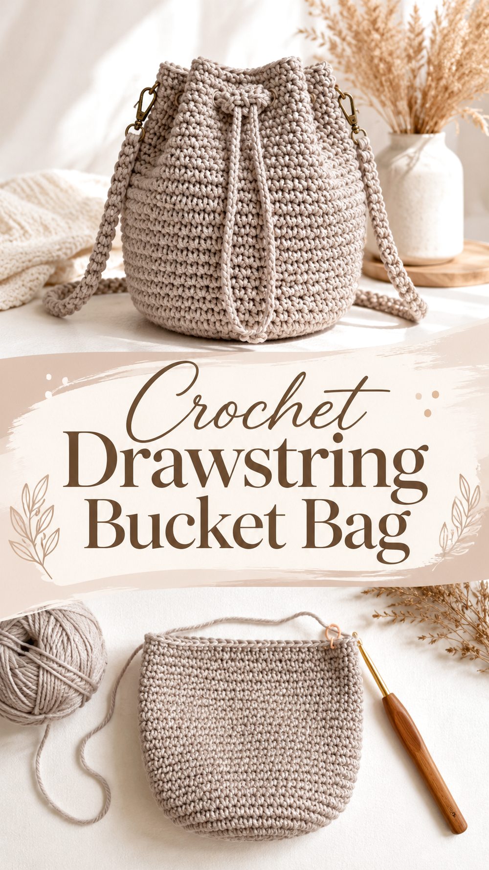 Crochet Drawstring Bucket Bag