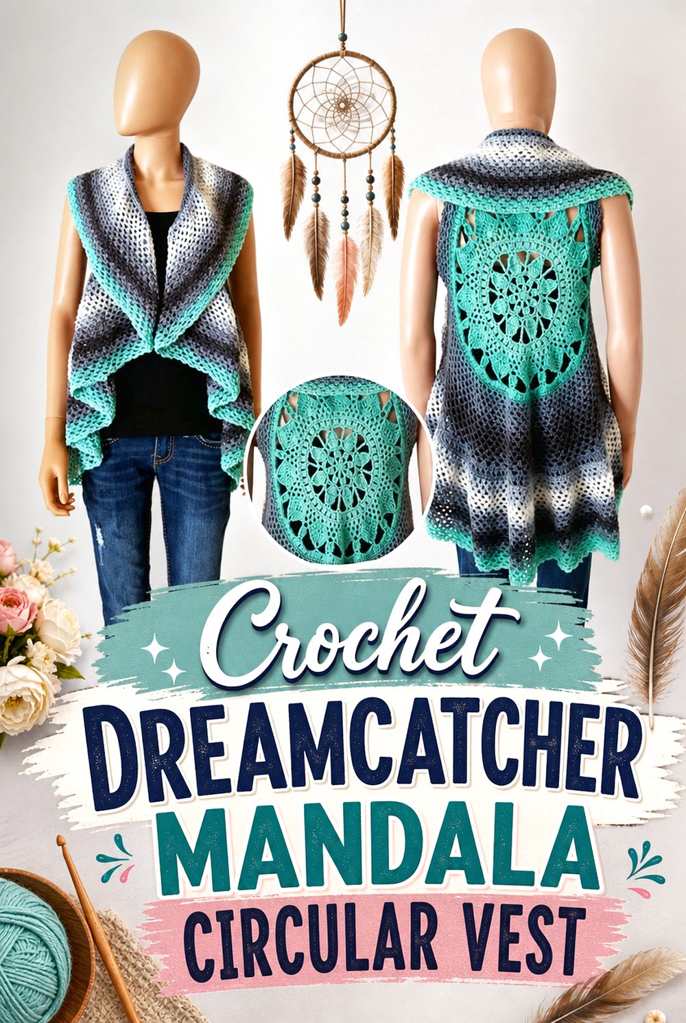 Crochet Dreamcatcher Mandala Circular Vest
