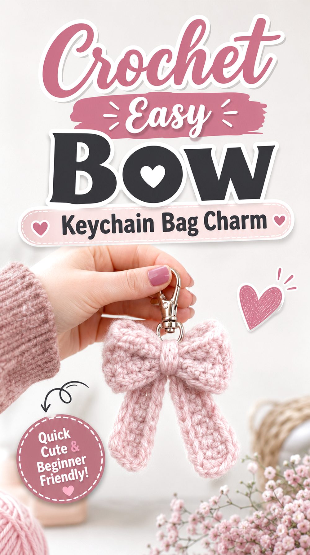 Crochet Easy Bow Keychain Bag Charm
