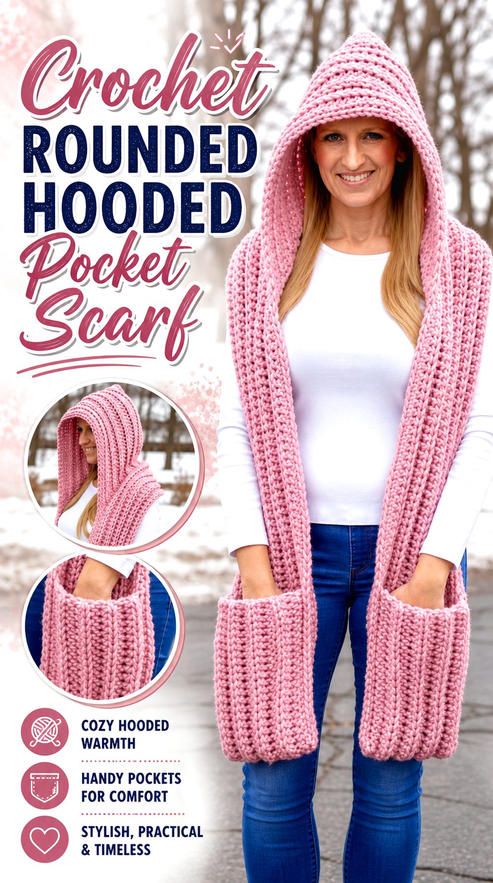 Crochet Easy Bulky Hooded Scarf