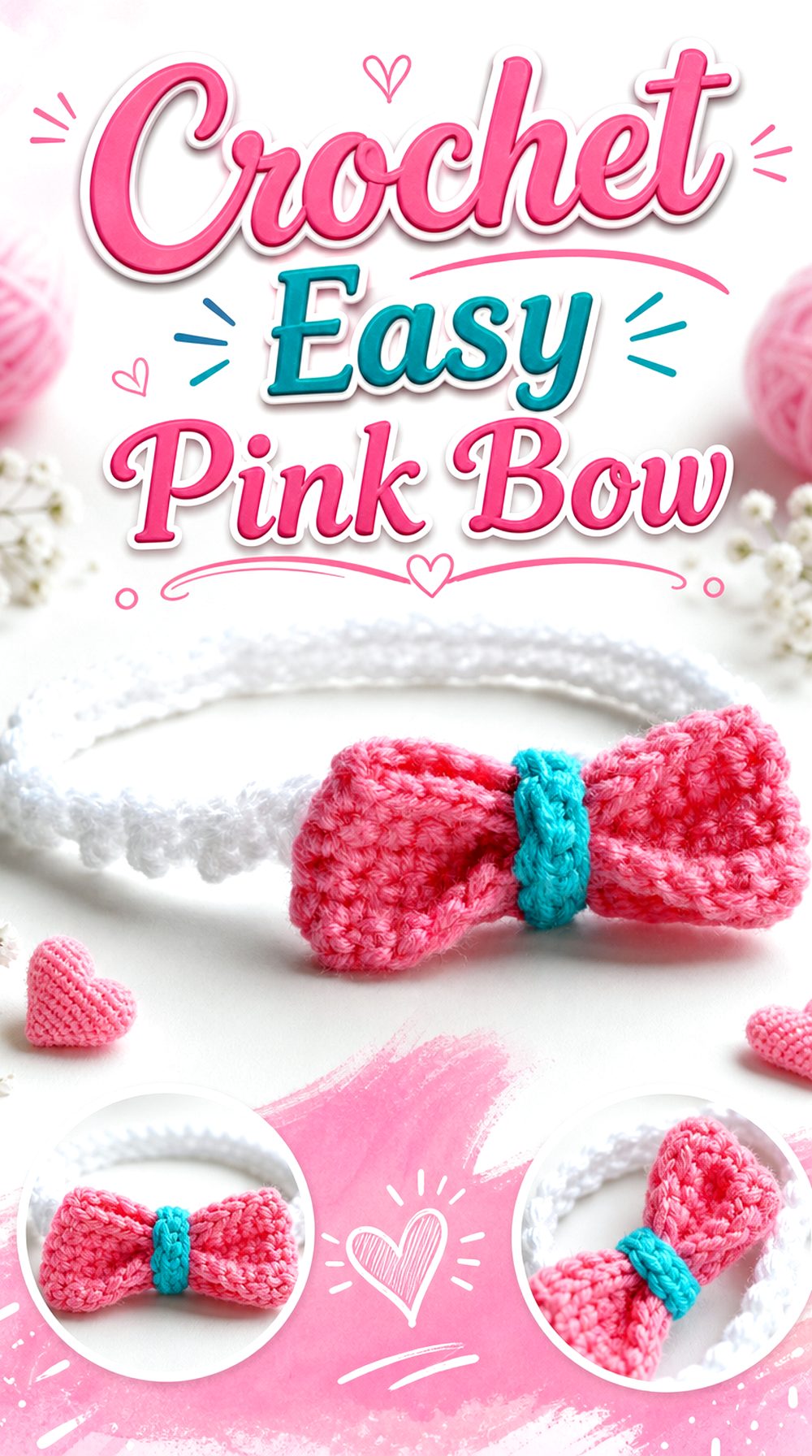 Crochet Easy Pink Bow