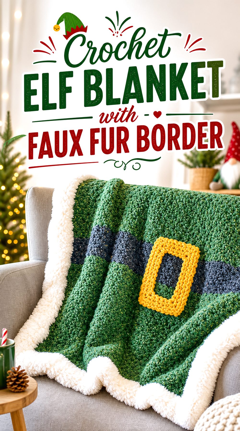 Crochet Elf Blanket with Faux Fur Border