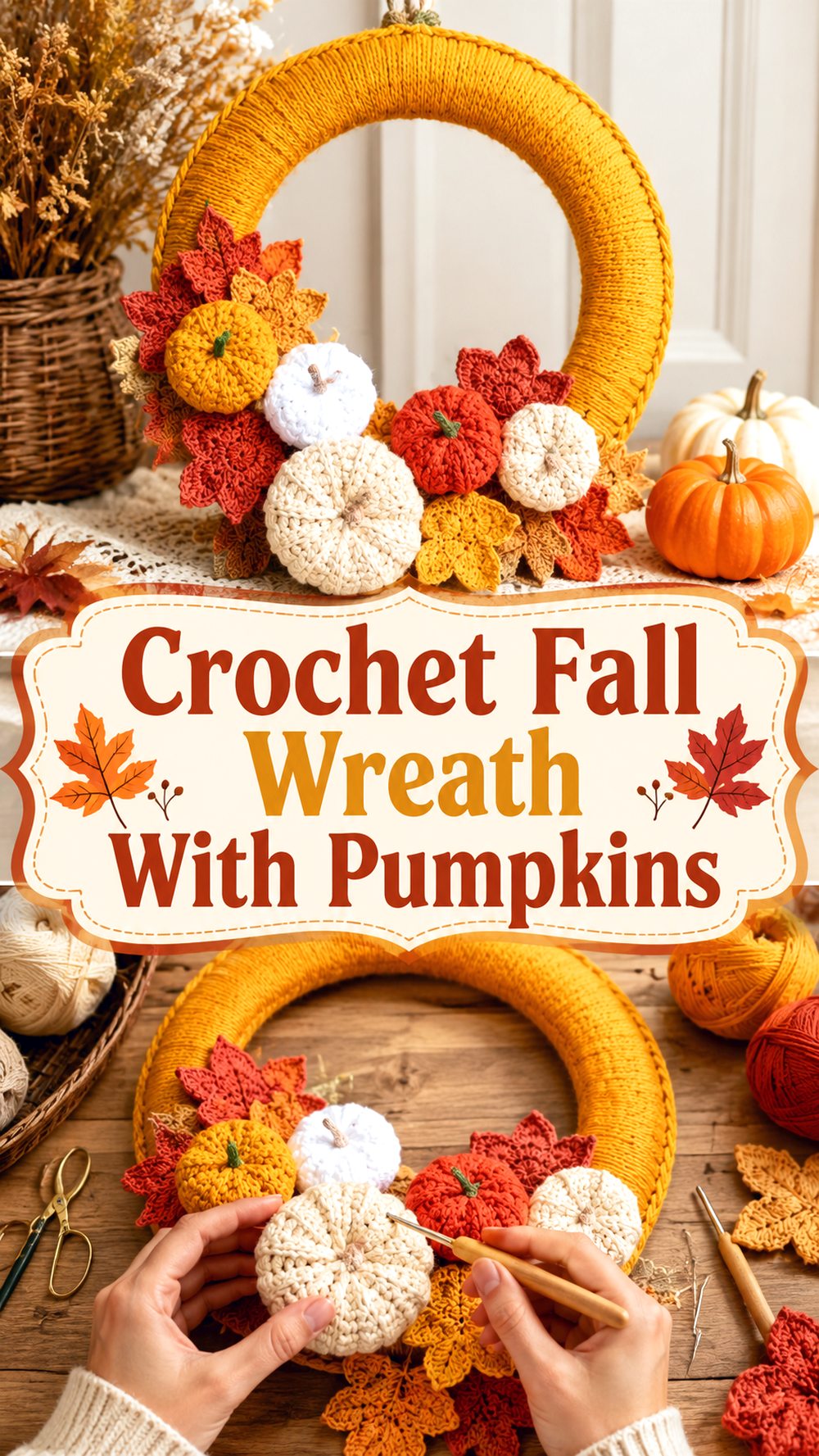Crochet Fall Wreath With Pumpkins