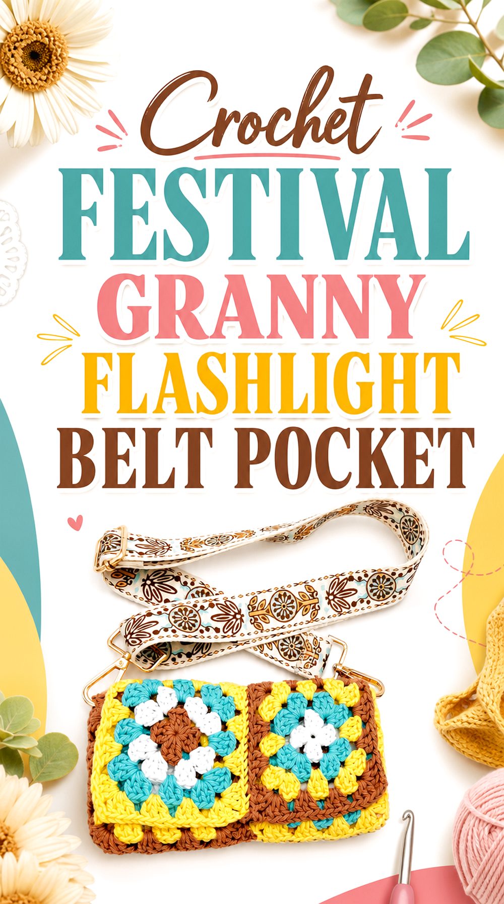 Crochet Festival Granny Flashlight Belt Pocket