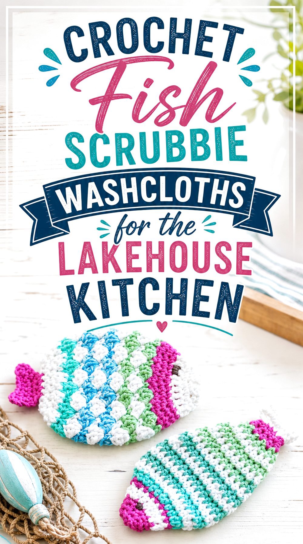Crochet Fish Scrubbie Washcloths for the Lakehouse Kitchen