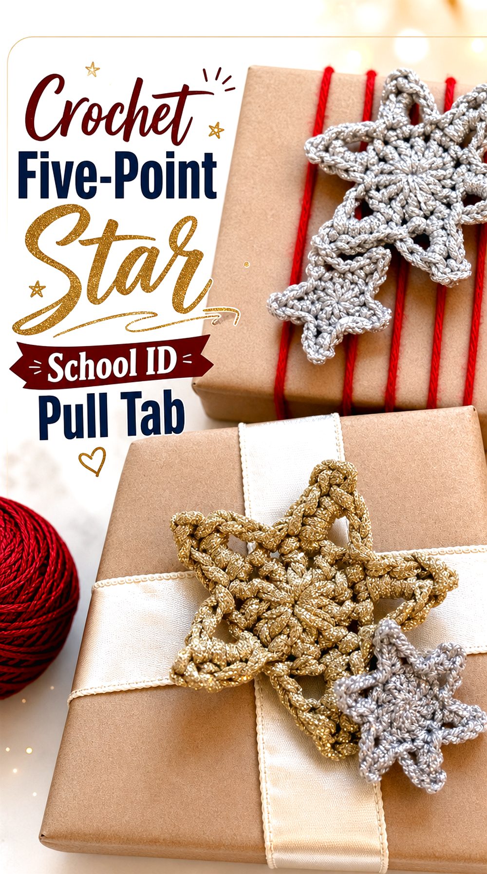 Crochet Five Point Star School ID Pull Tab