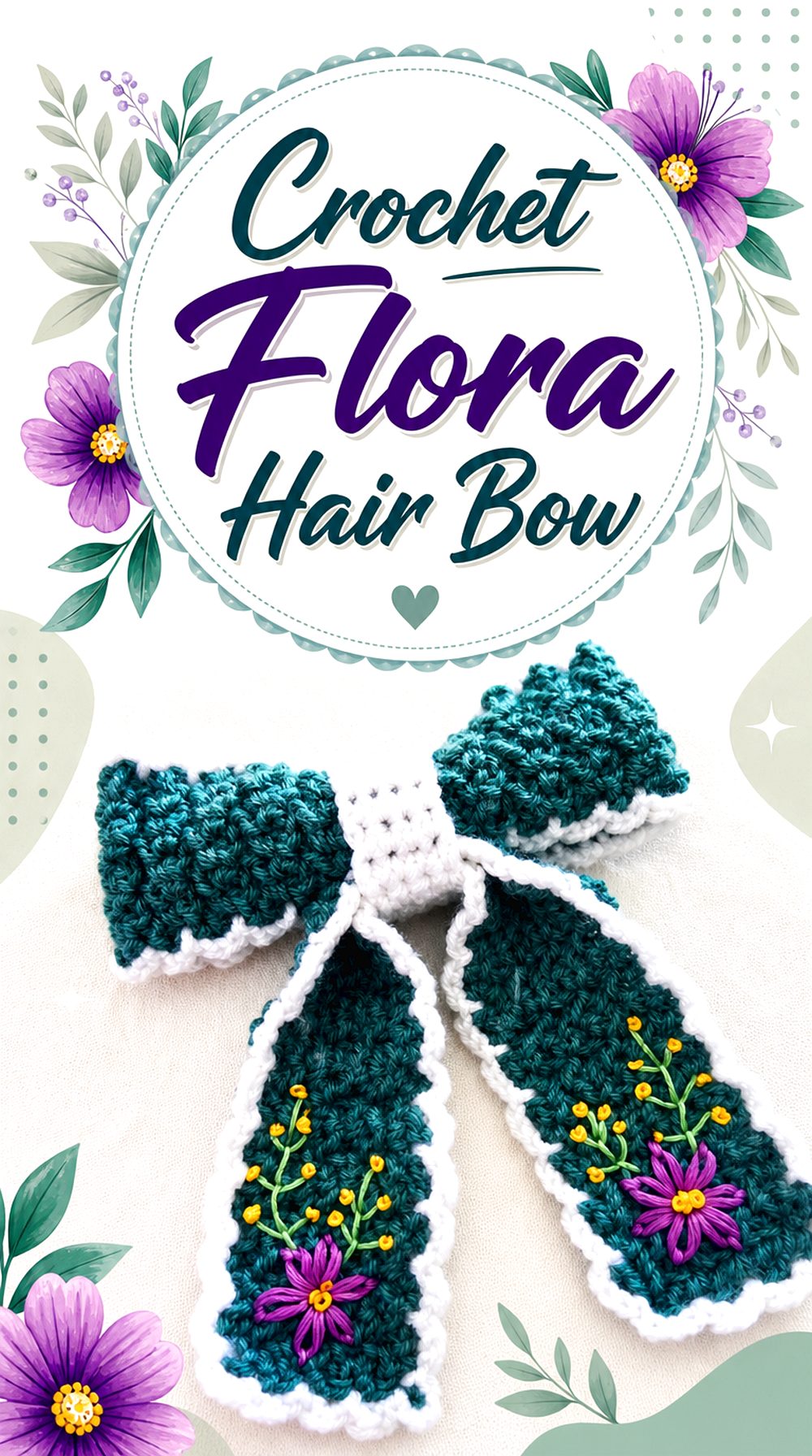 Crochet Flora Hair Bow