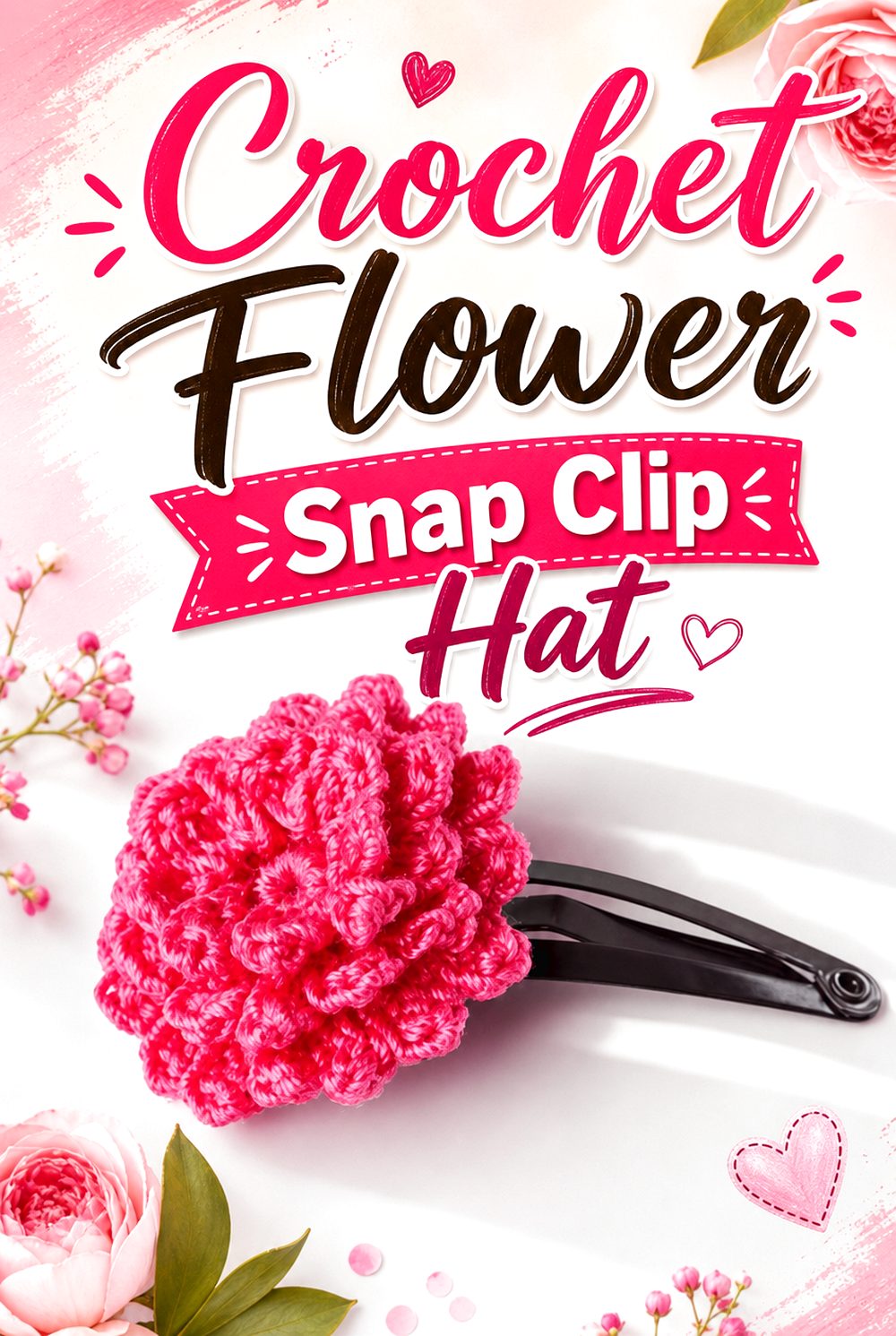 Crochet Flower Snap Clip Hat
