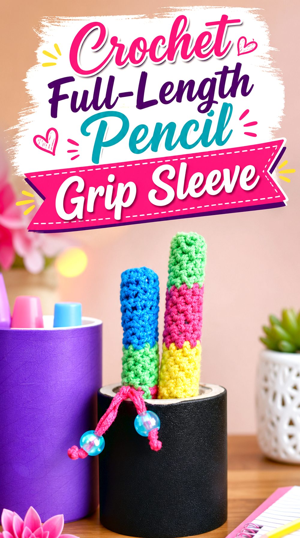 Crochet Full Length Pencil Grip Sleeve