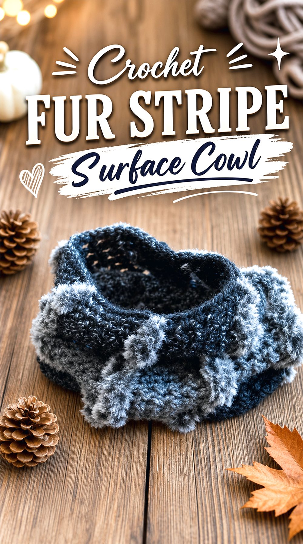 Crochet Fur Stripe Surface Cowl