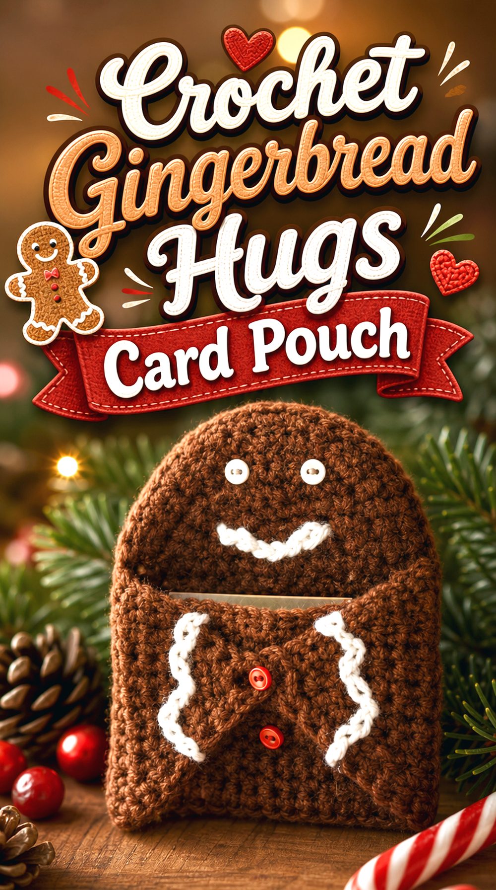 Crochet Gingerbread Hugs Card Pouch