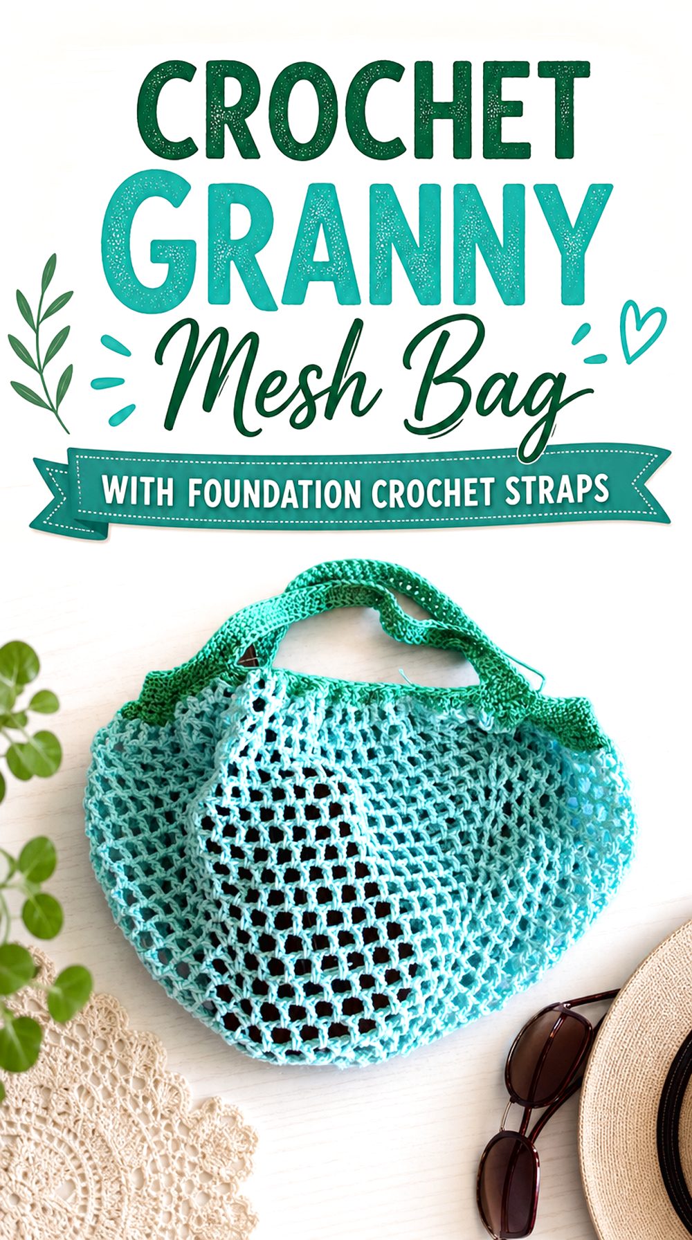 Crochet Granny Mesh Bag with Foundation Crochet Straps