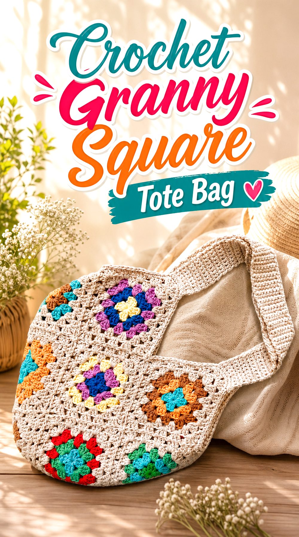Crochet Granny Square Tote Bag