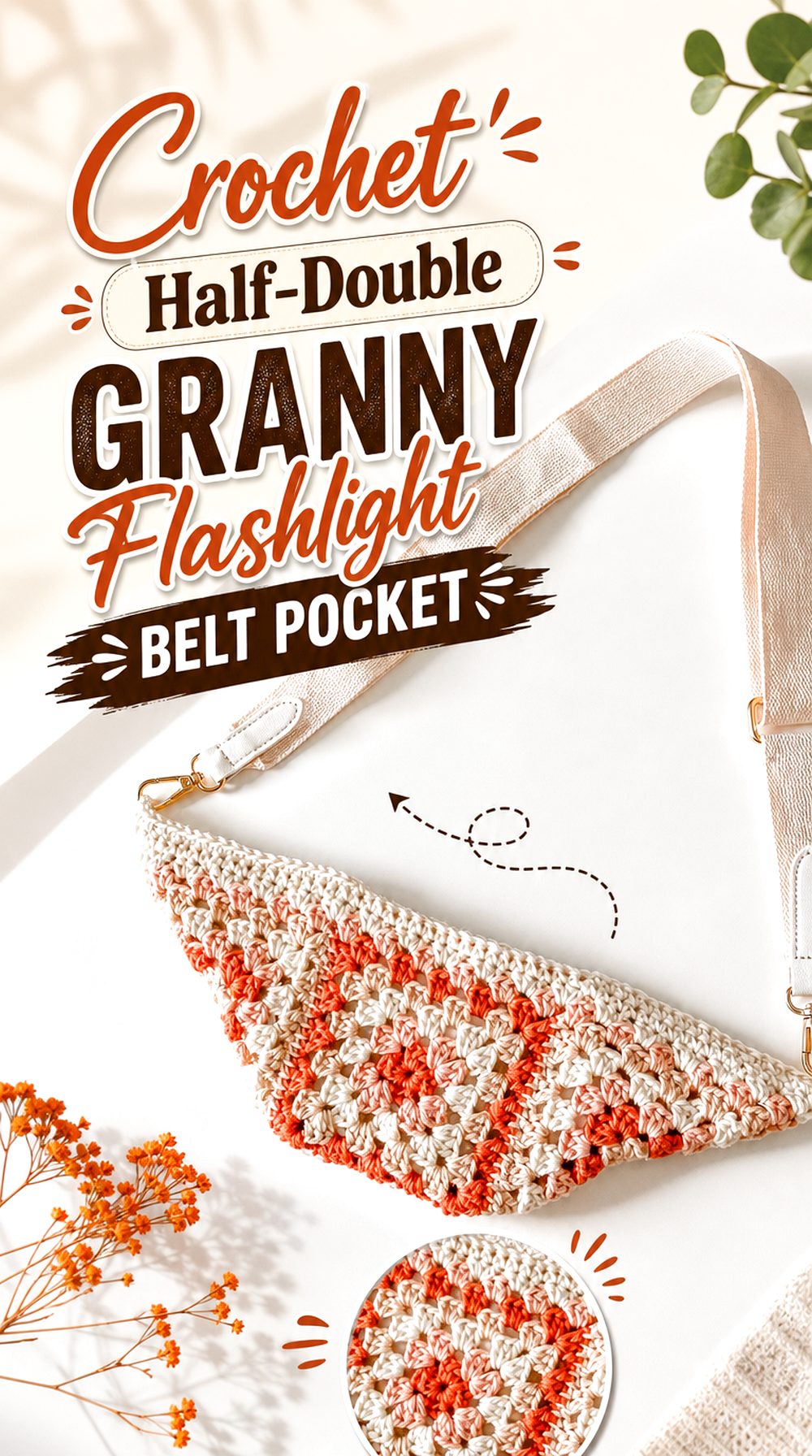 Crochet Half Double Granny Flashlight Belt Pocket