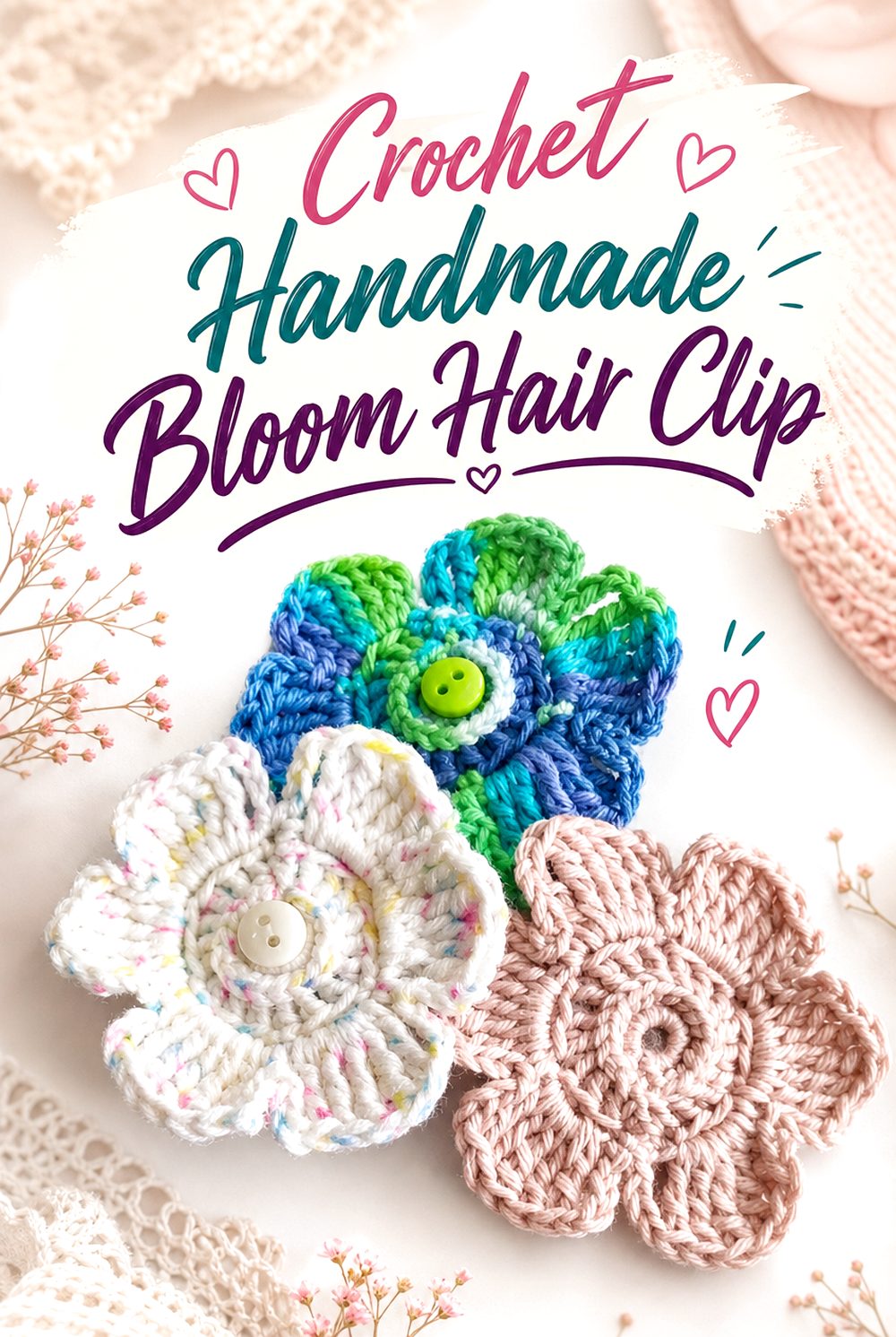 Crochet Handmade Bloom Hair Clip