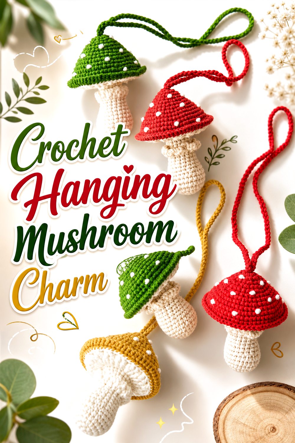 Crochet Hanging Mushroom Charm