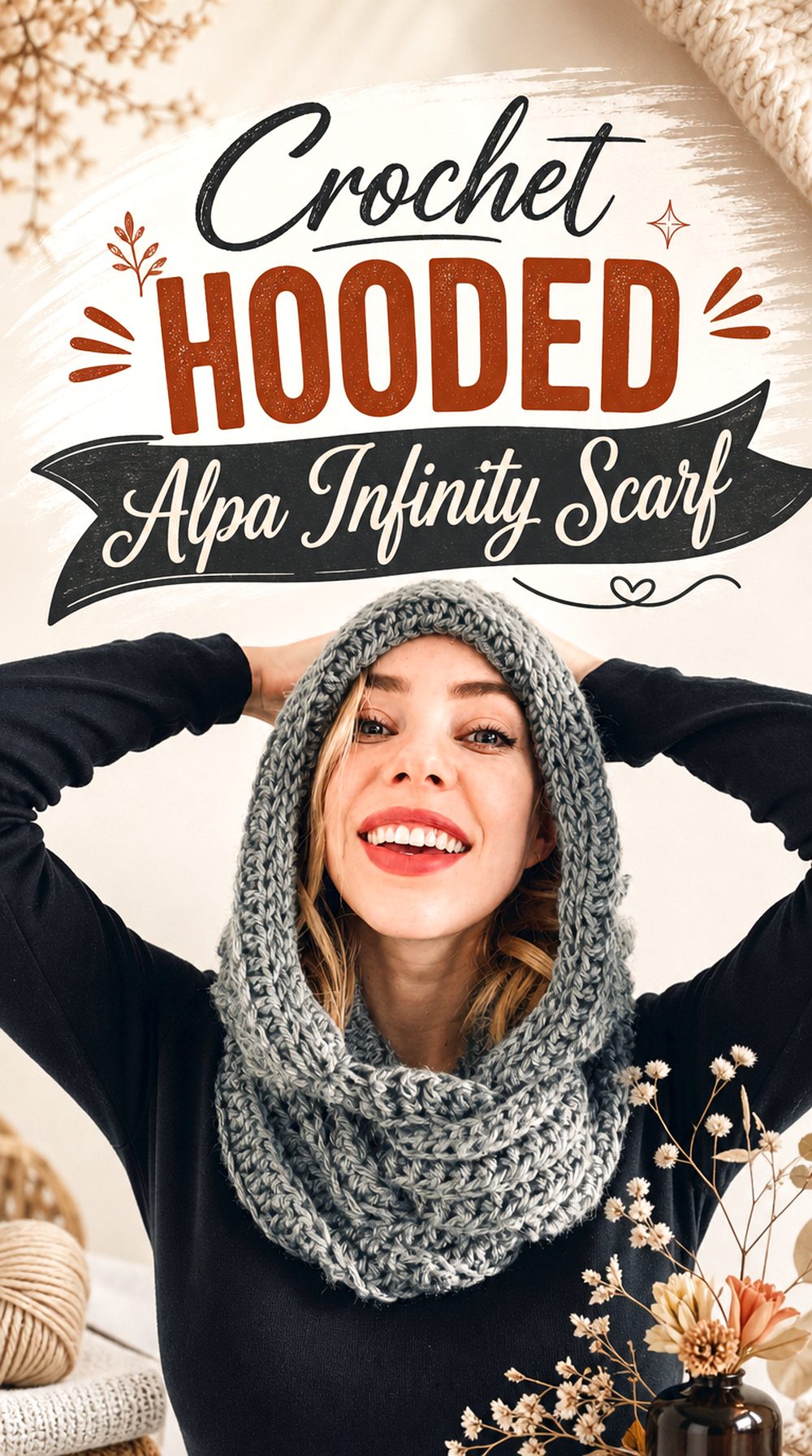 Crochet Hooded Alpa Infinity Scarf