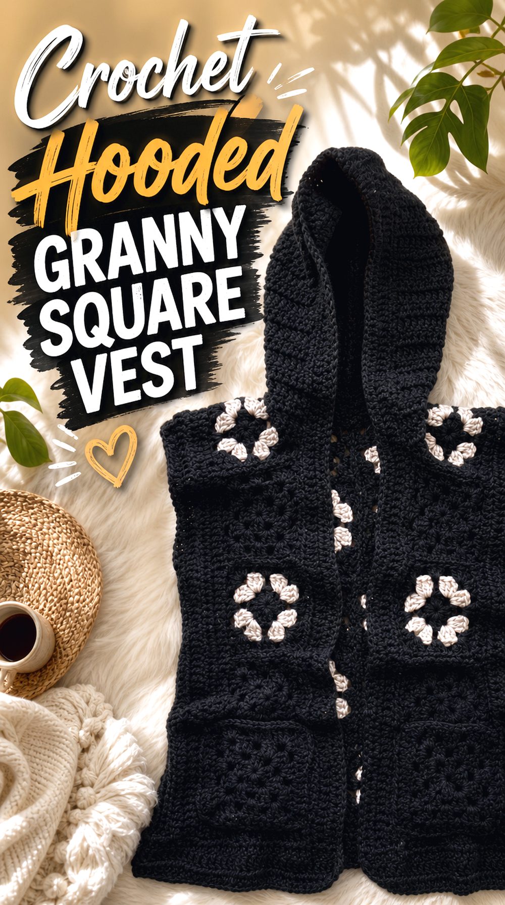 Crochet Hooded Granny Square Vest