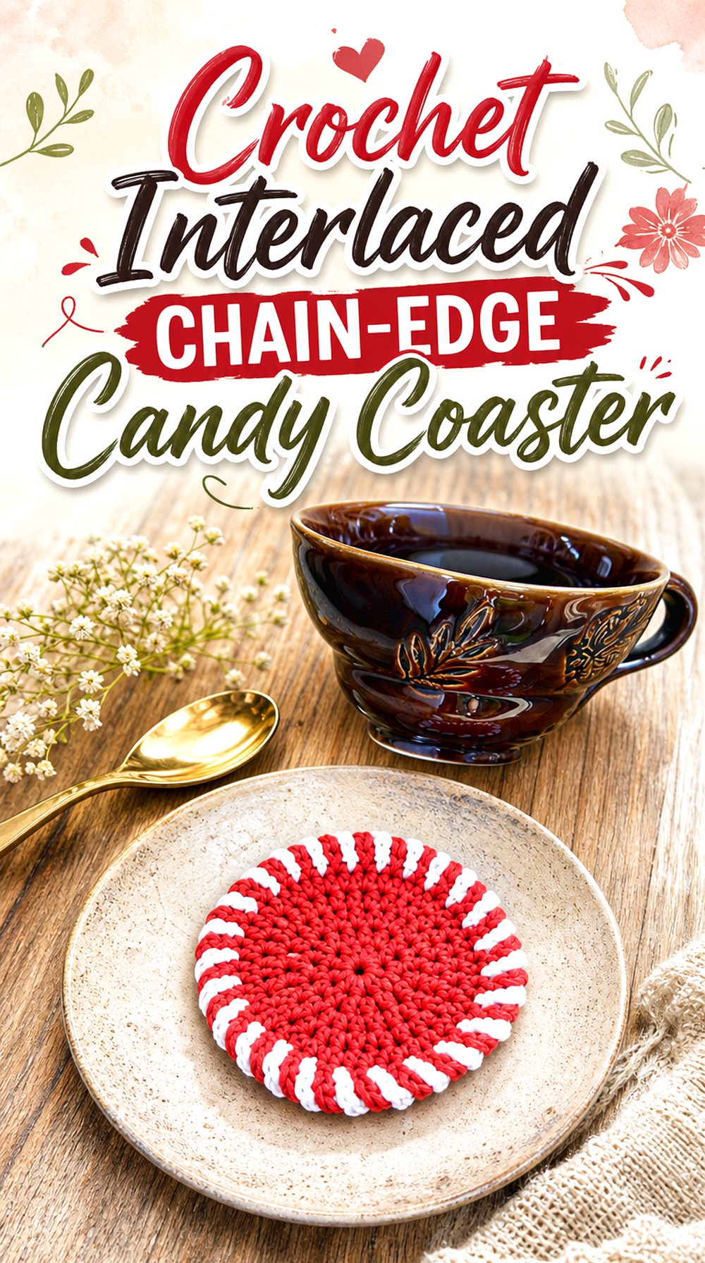 Crochet Interlaced Chain Edge Candy Coaster