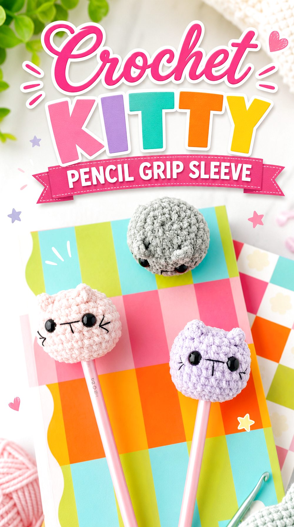 Crochet Kitty Pencil Grip Sleeve